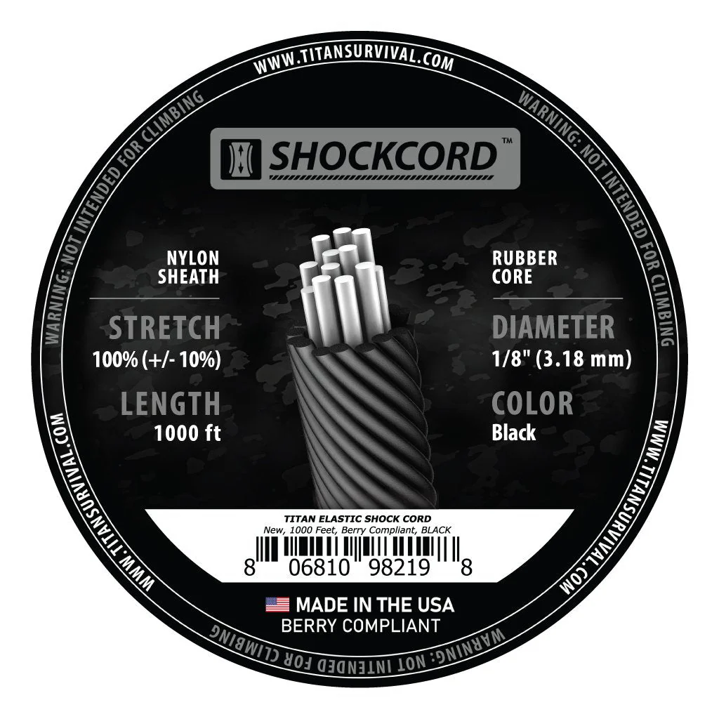 1/8" Black Shock Cord, 1000 FT SPOOL - Image 2
