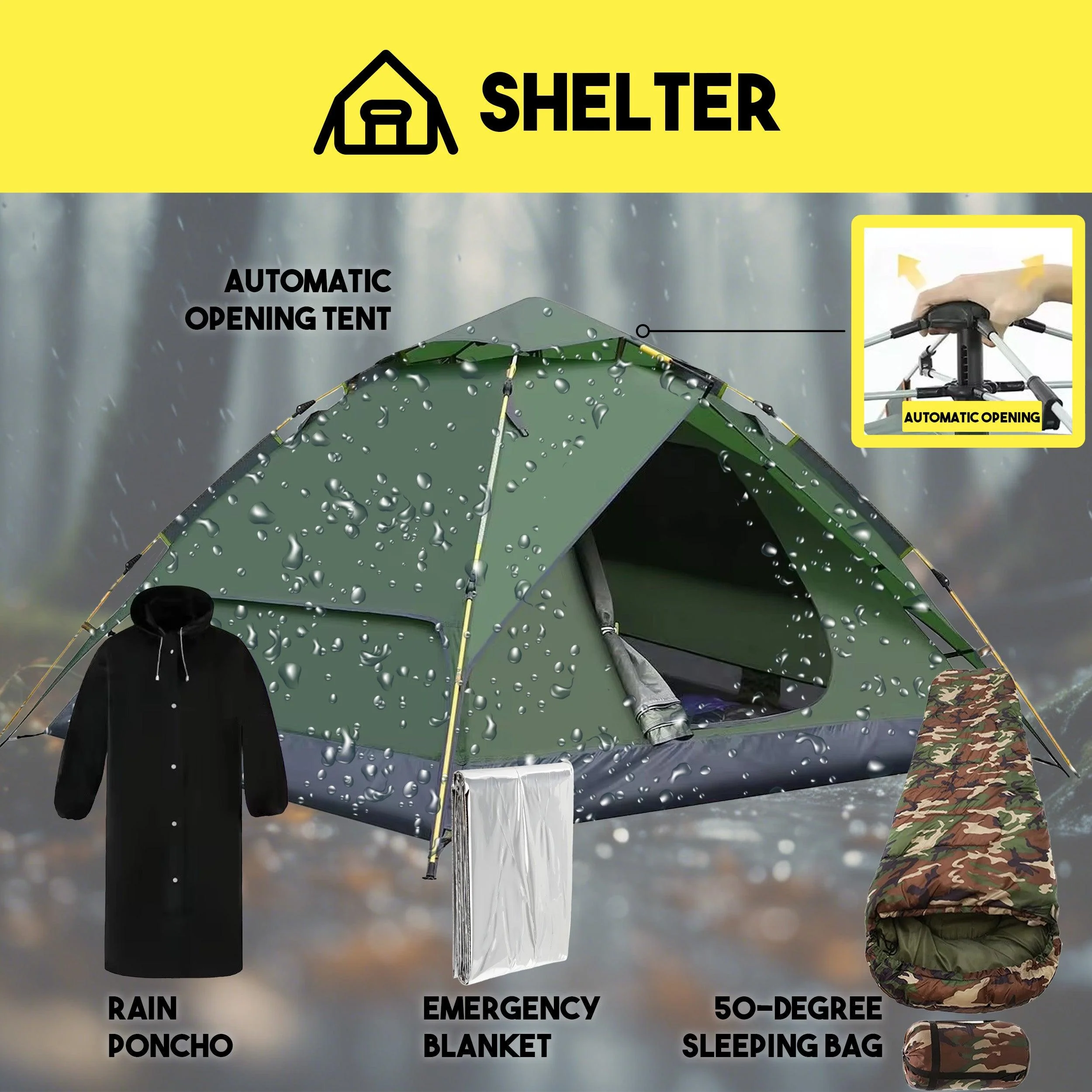 1 Person 72 Hour Survival Bags with Survival Backpack - Image 3
