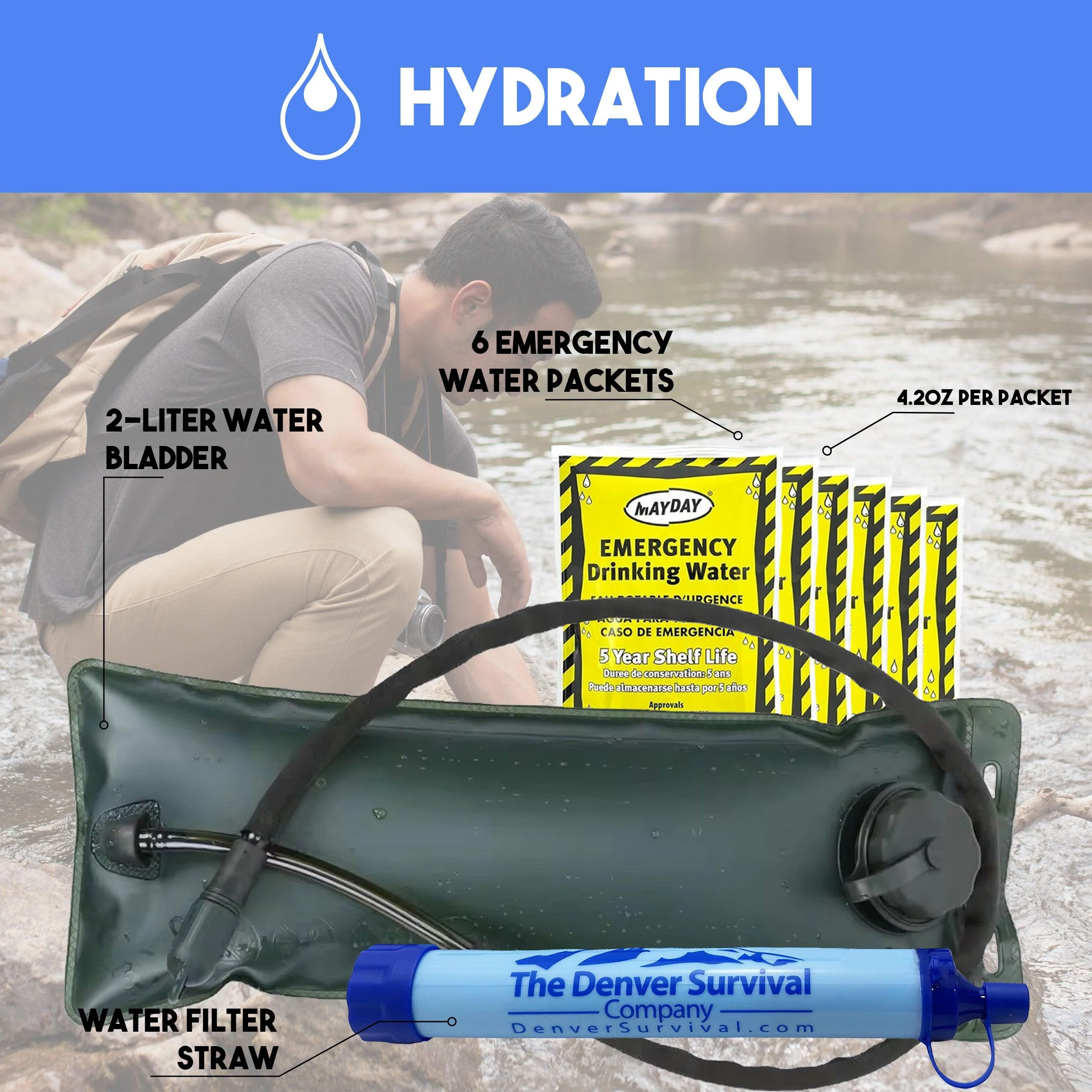 1 Person 72 Hour Survival Bags with Survival Backpack - Image 6