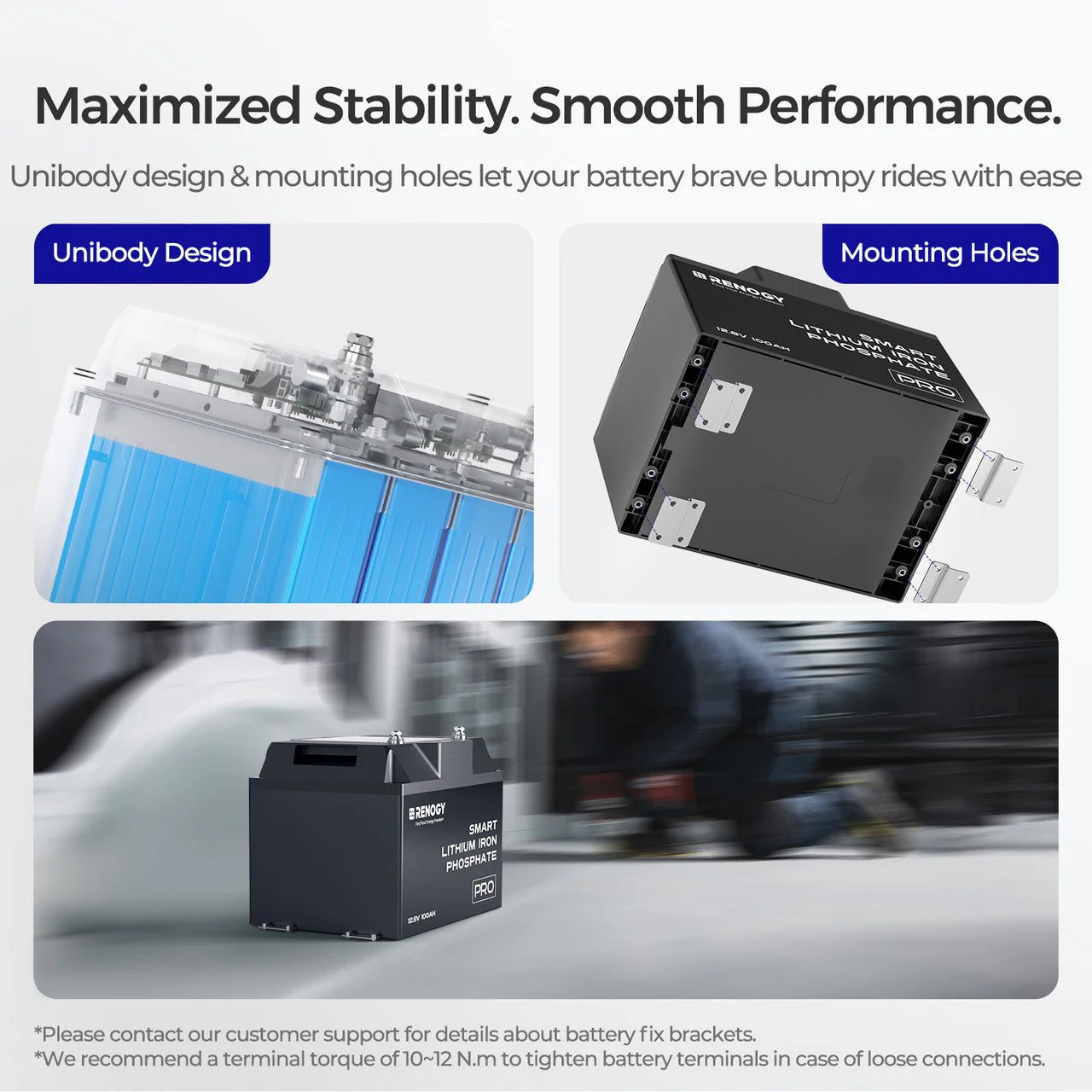 12V 100Ah Pro Smart Lithium Iron Phosphate Battery w/Bluetooth & Self-heating Function - Image 4