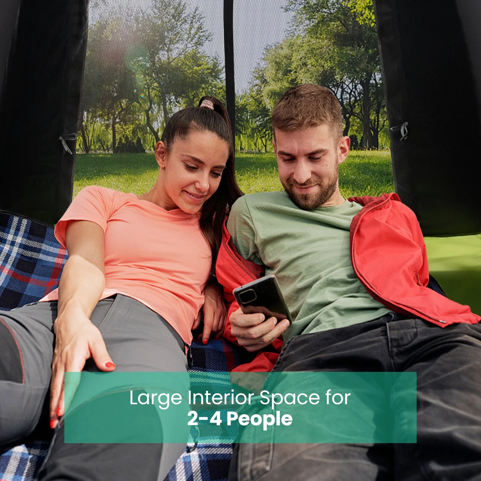 2-4 Person Instant Pop-up Camping Tent with Removable Rainfly - Image 2