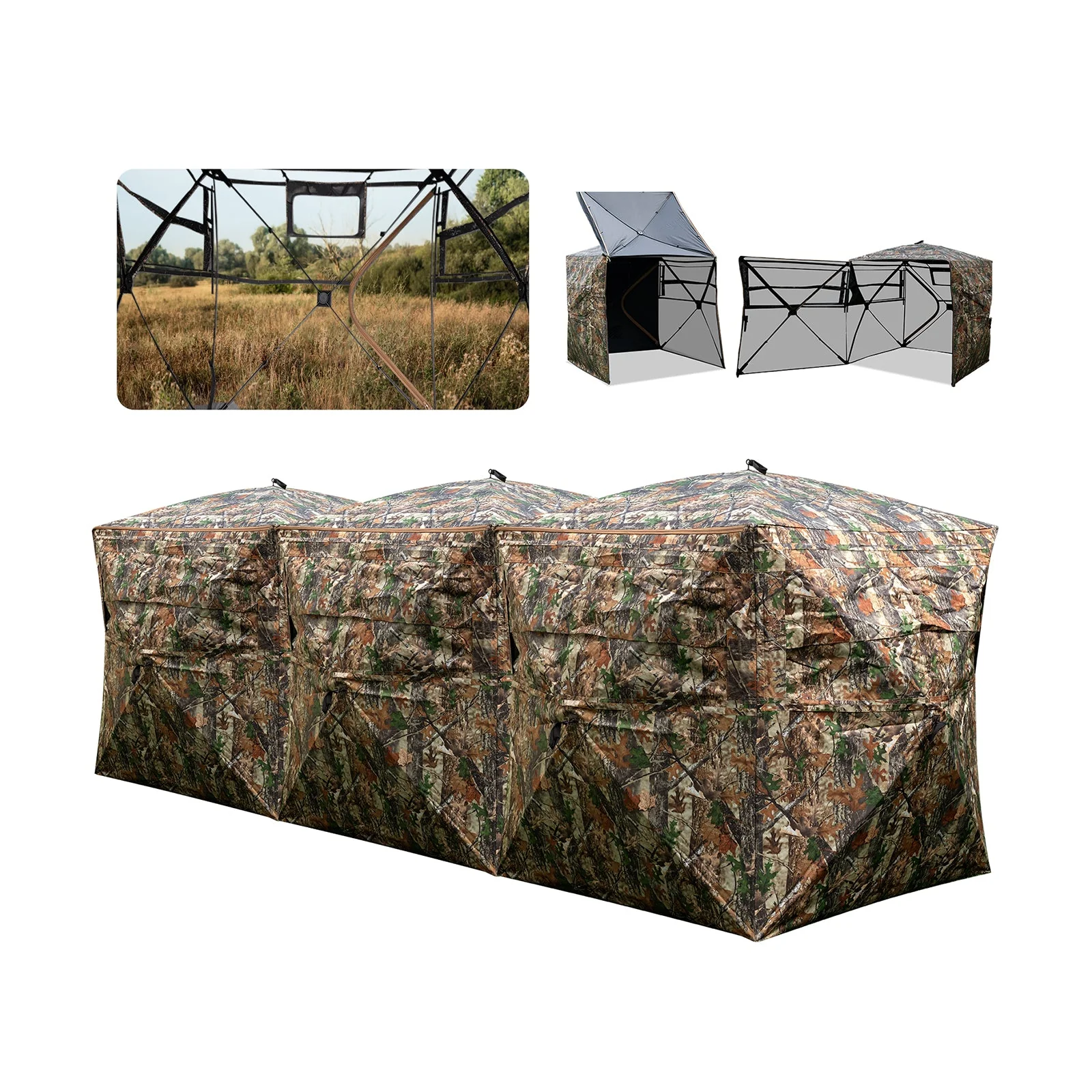2-6 Person Side-by-Side Hunting Blinds Double One-way See-through Ground Blinds - Image 2