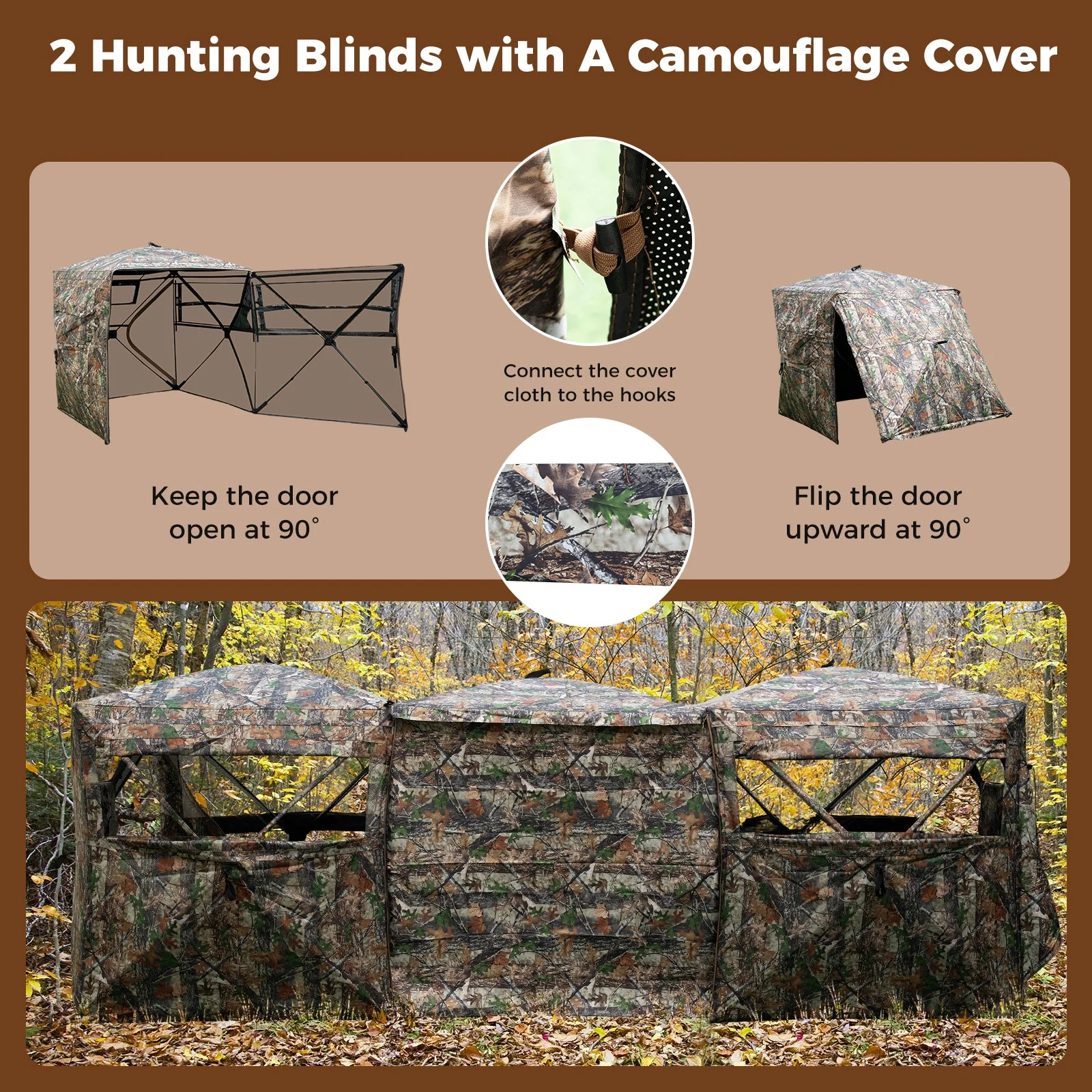 2-6 Person Side-by-Side Hunting Blinds Double One-way See-through Ground Blinds - Image 5