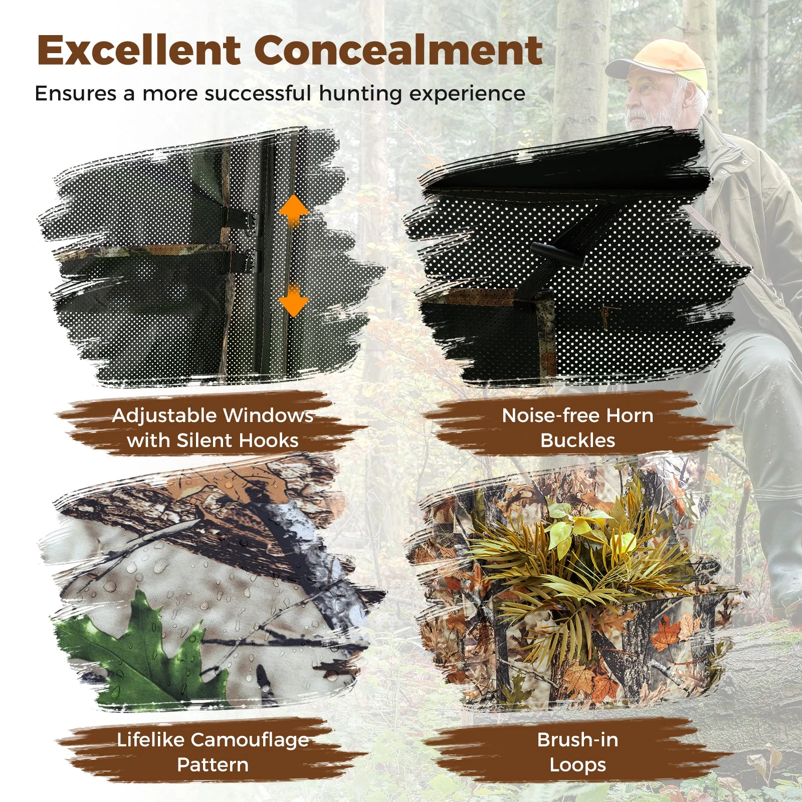 2-6 Person Side-by-Side Hunting Blinds Double One-way See-through Ground Blinds - Image 6