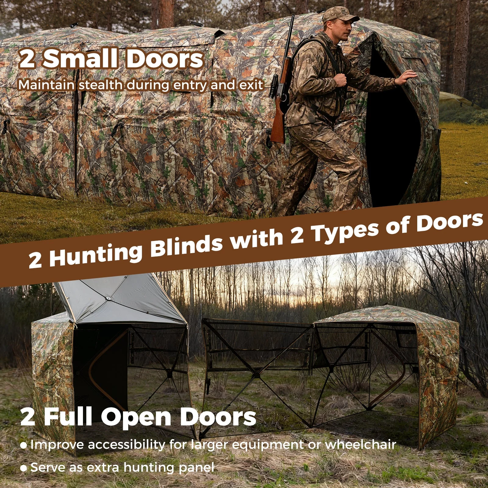 2-6 Person Side-by-Side Hunting Blinds Double One-way See-through Ground Blinds - Image 7
