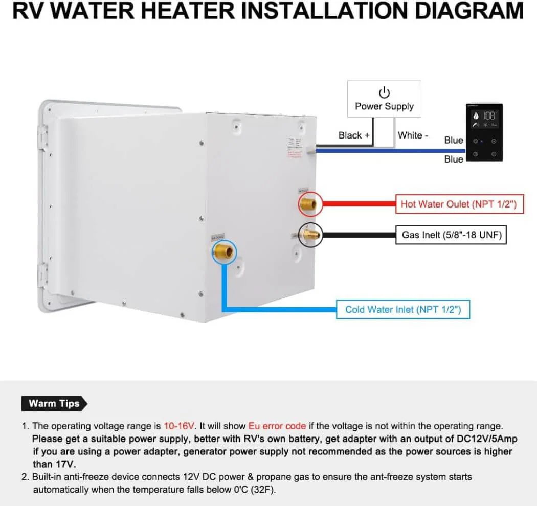 2.64GPM Tankless RV Hot Water Heater PRO With Remote Control - Image 7