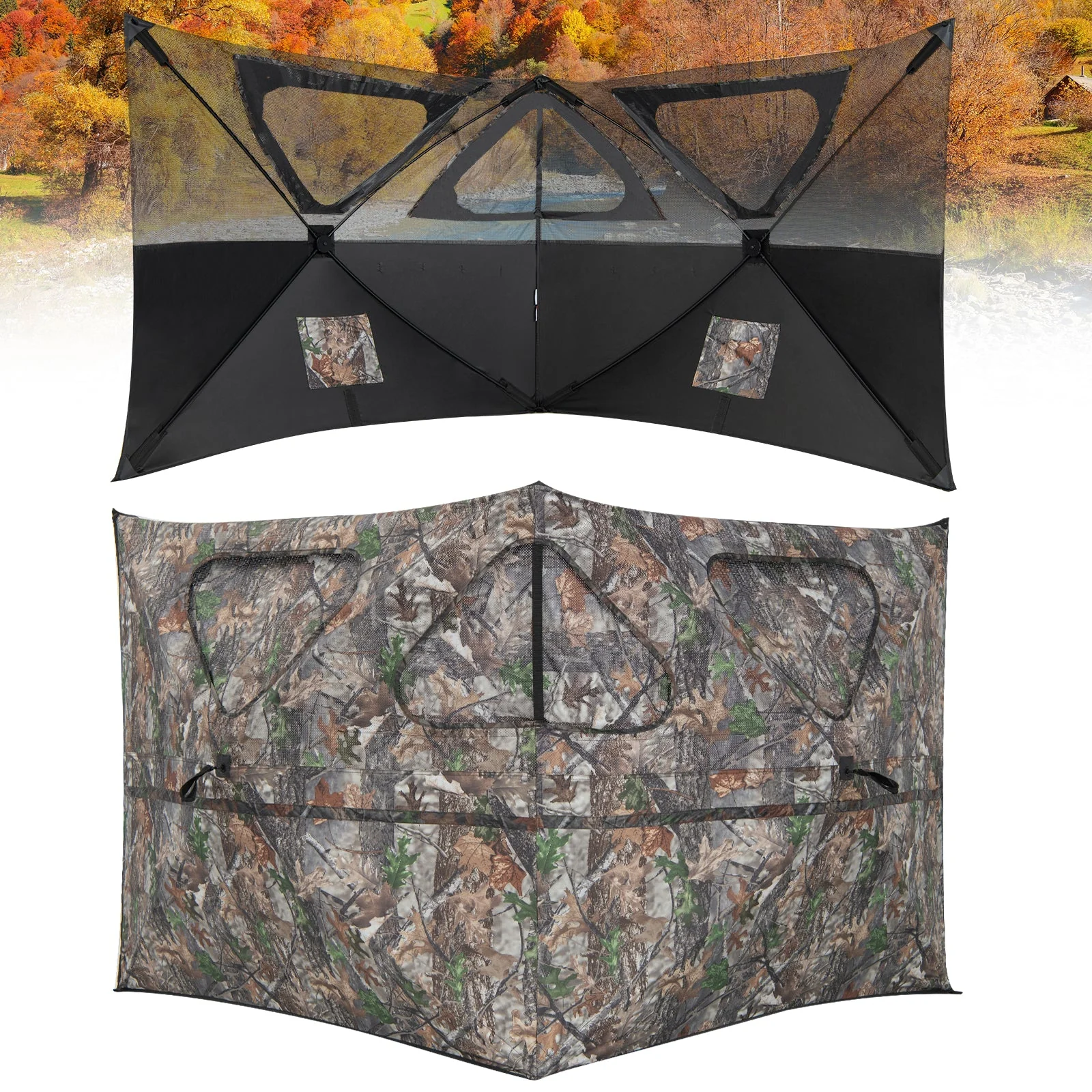 2-Panel Hunting Ground Blind Pop Up Fence with 3 Shoot Through Ports - Image 4