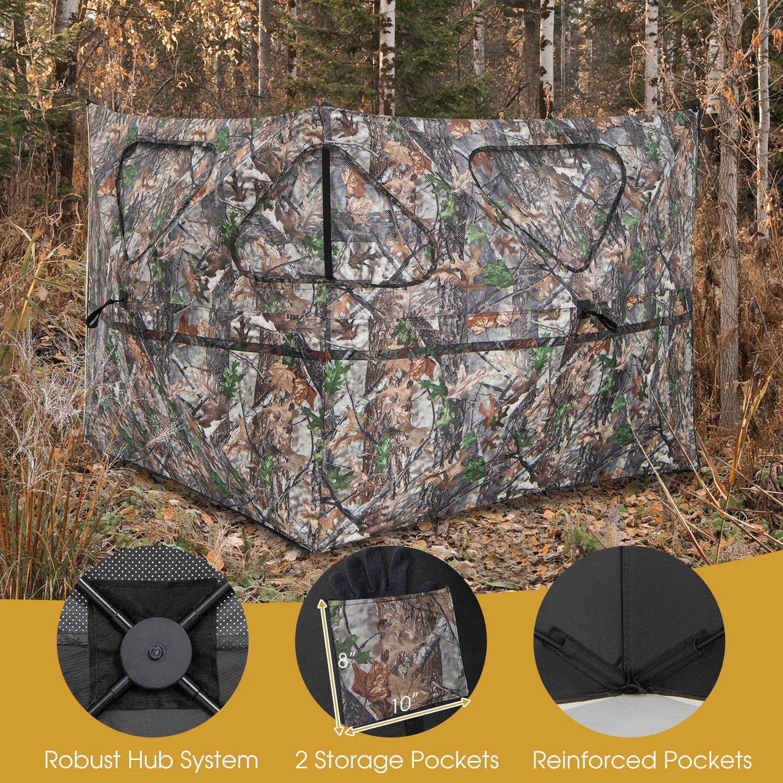 2-Panel Hunting Ground Blind Pop Up Fence with 3 Shoot Through Ports - Image 5