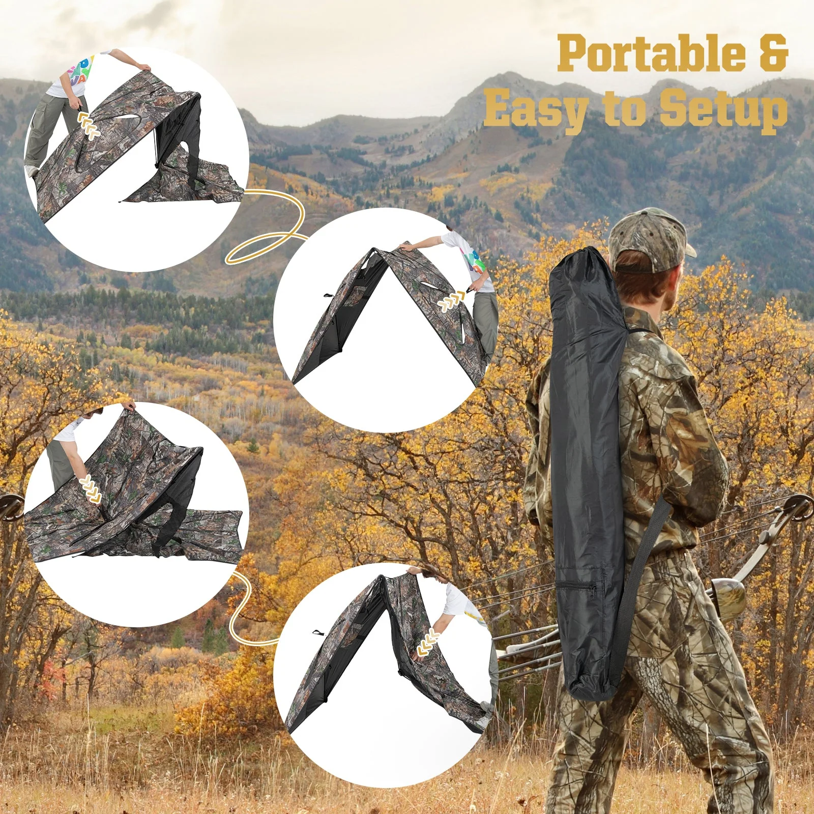 2-Panel Hunting Ground Blind Pop Up Fence with 3 Shoot Through Ports - Image 6