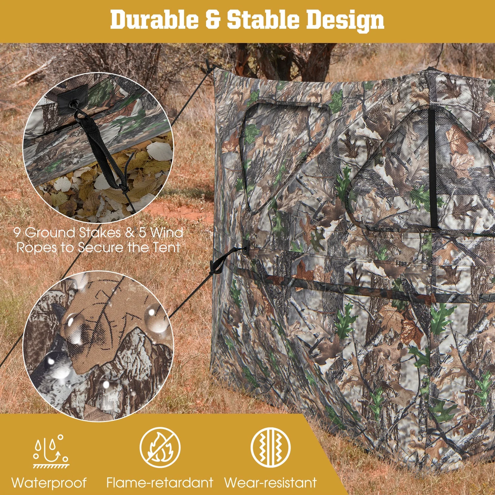 2-Panel Hunting Ground Blind Pop Up Fence with 3 Shoot Through Ports - Image 7