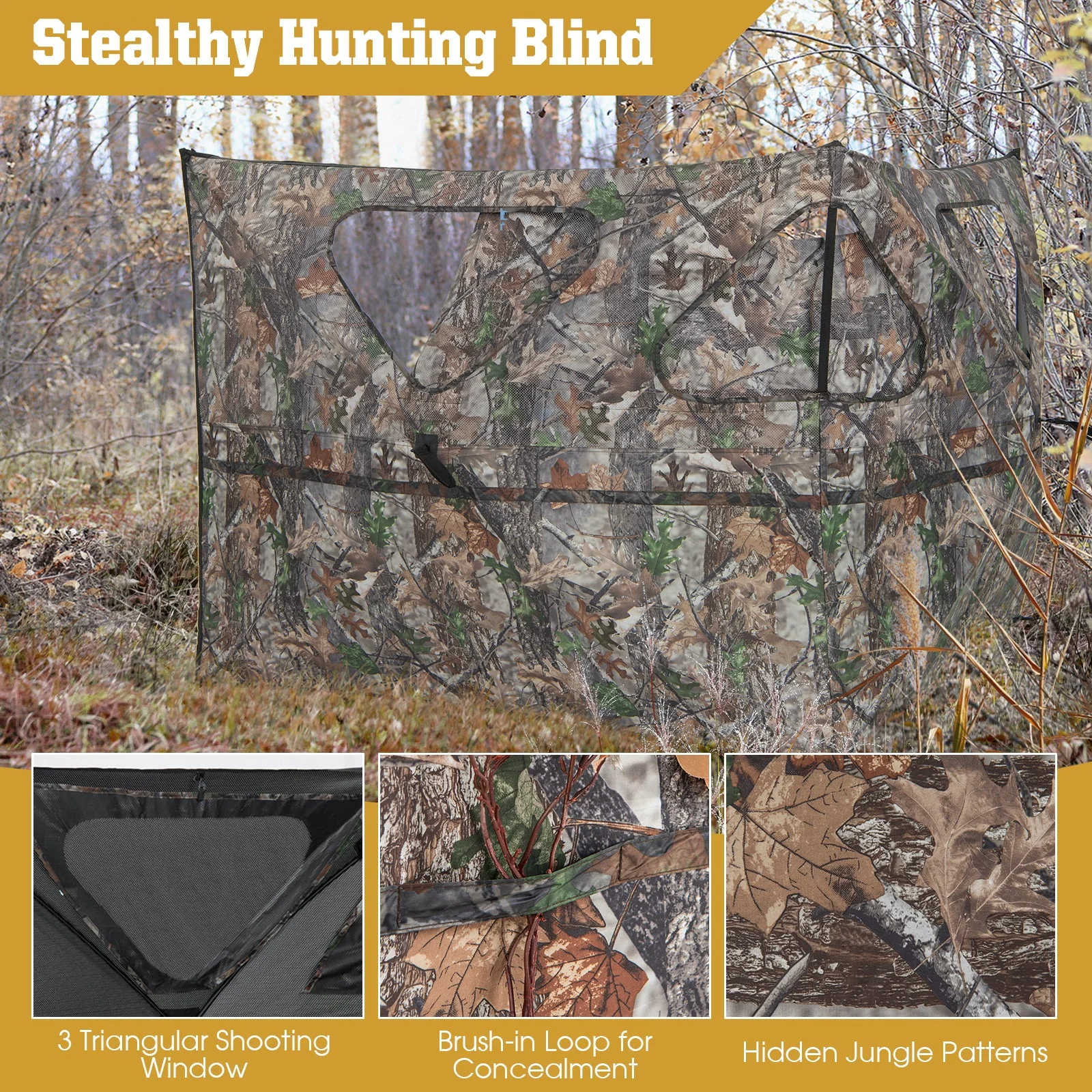 2-Panel Hunting Ground Blind Pop Up Fence with 3 Shoot Through Ports - Image 8