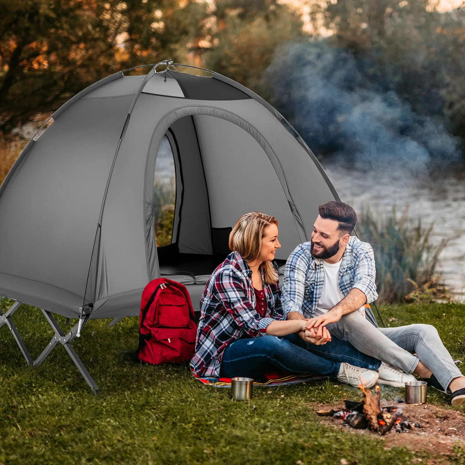 2-Person Camping Cot Tent Foldable Off-Ground Camping Combo for Adults - Image 10
