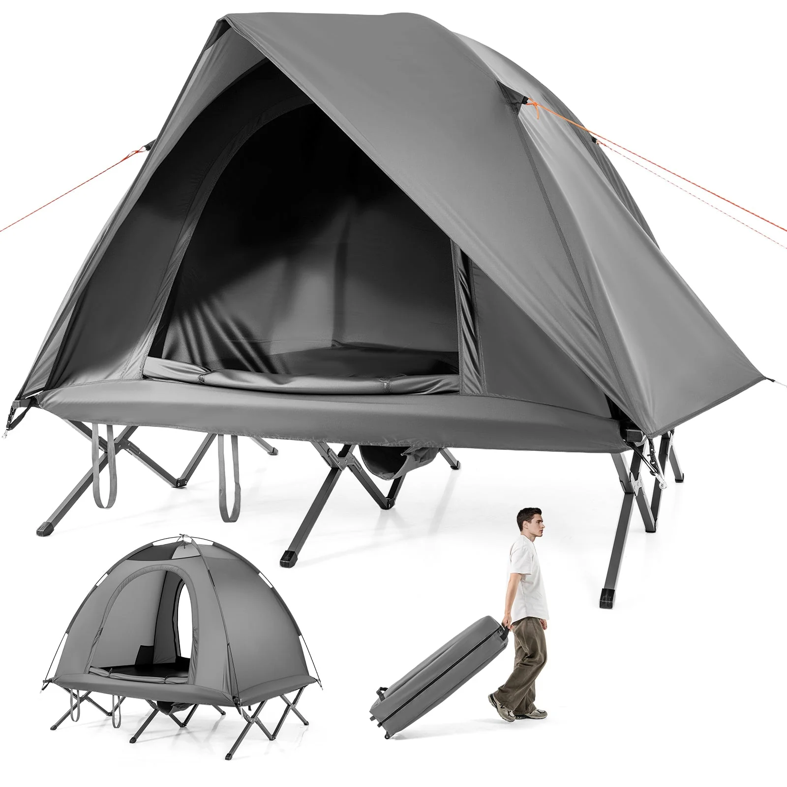 2-Person Camping Cot Tent Foldable Off-Ground Camping Combo for Adults - Image 11