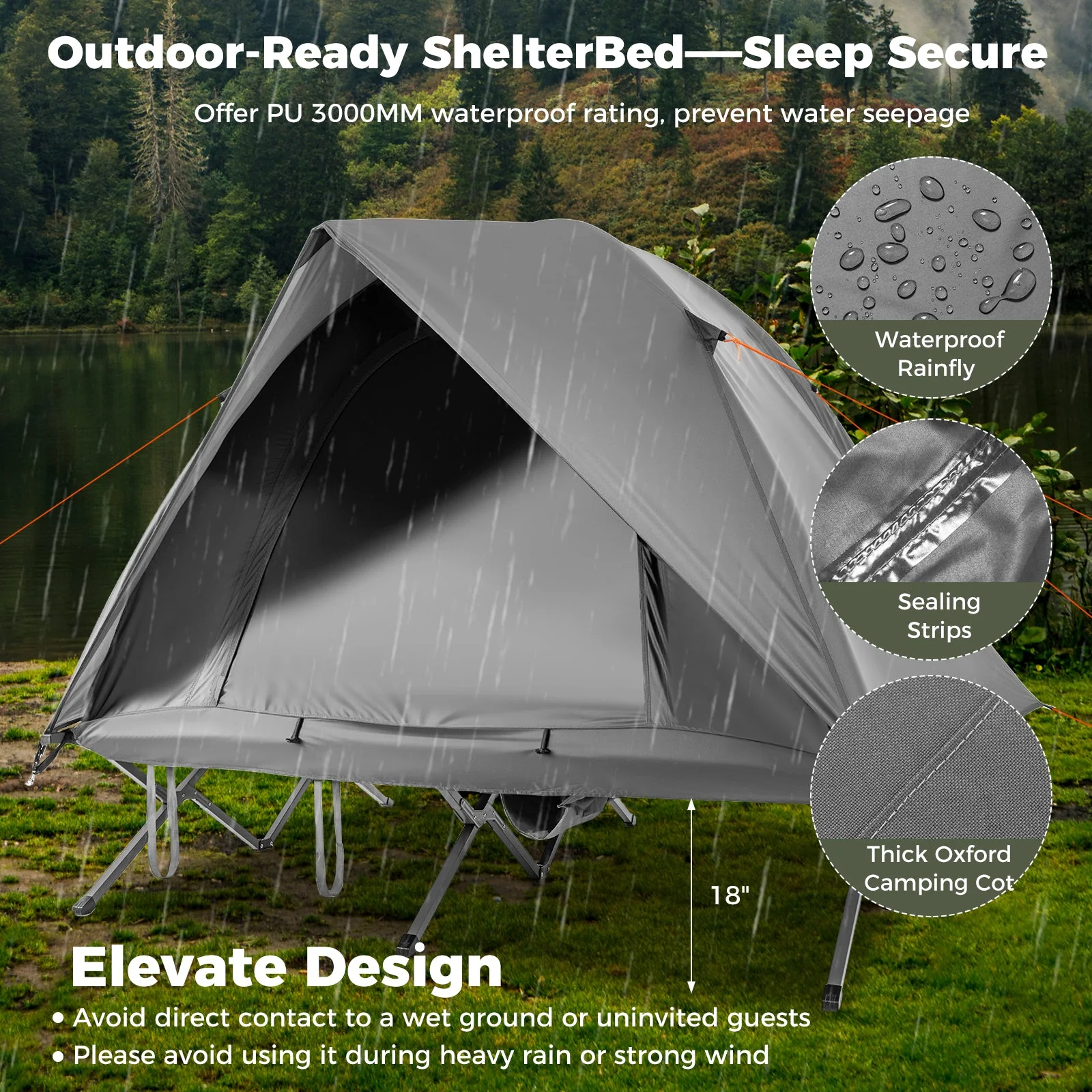 2-Person Camping Cot Tent Foldable Off-Ground Camping Combo for Adults - Image 14