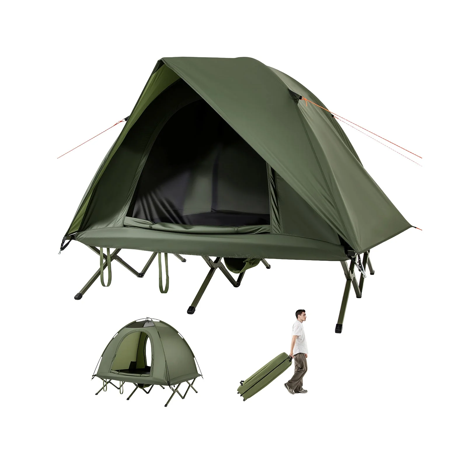2-Person Camping Cot Tent Foldable Off-Ground Camping Combo for Adults - Image 3