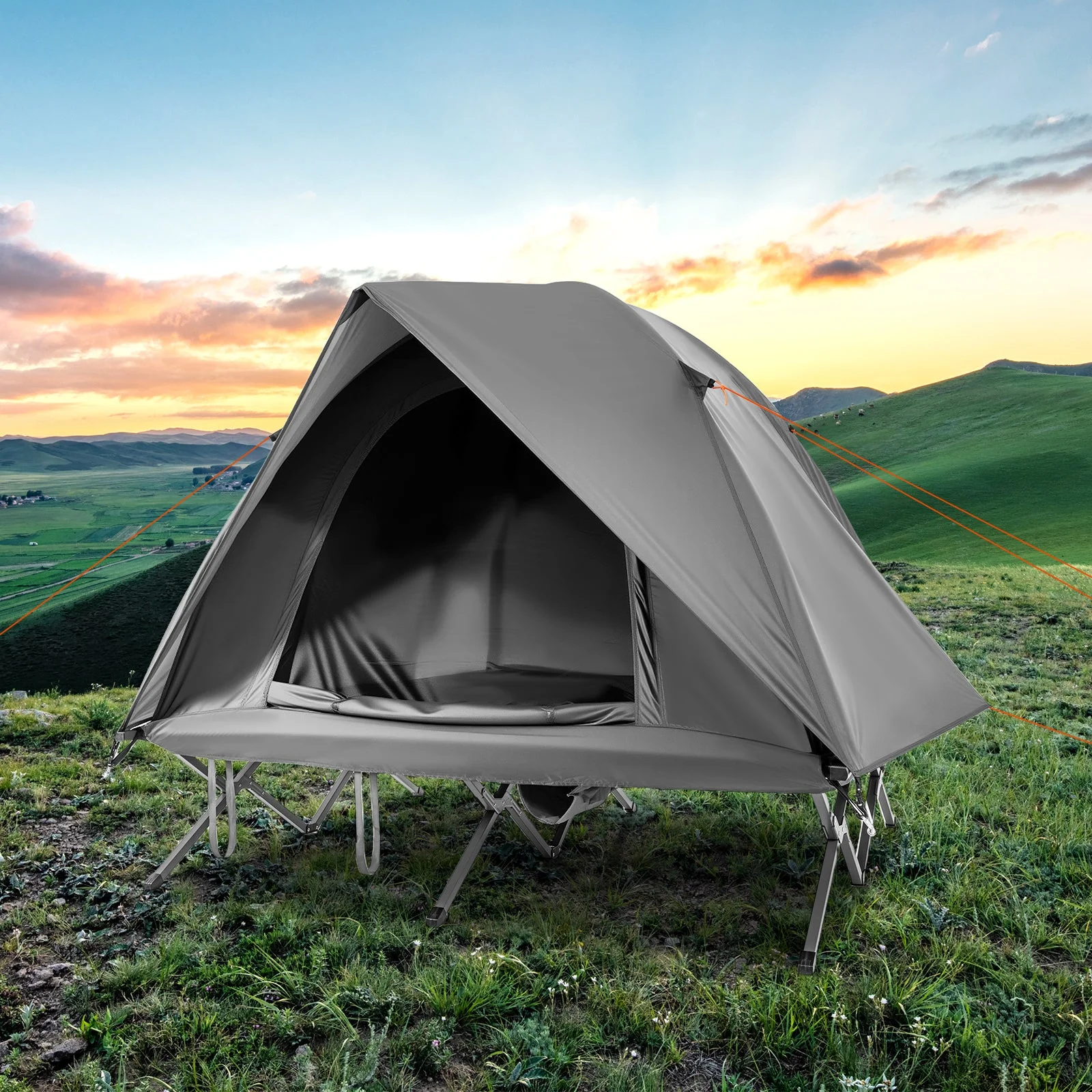 2-Person Camping Cot Tent Foldable Off-Ground Camping Combo for Adults - Image 9