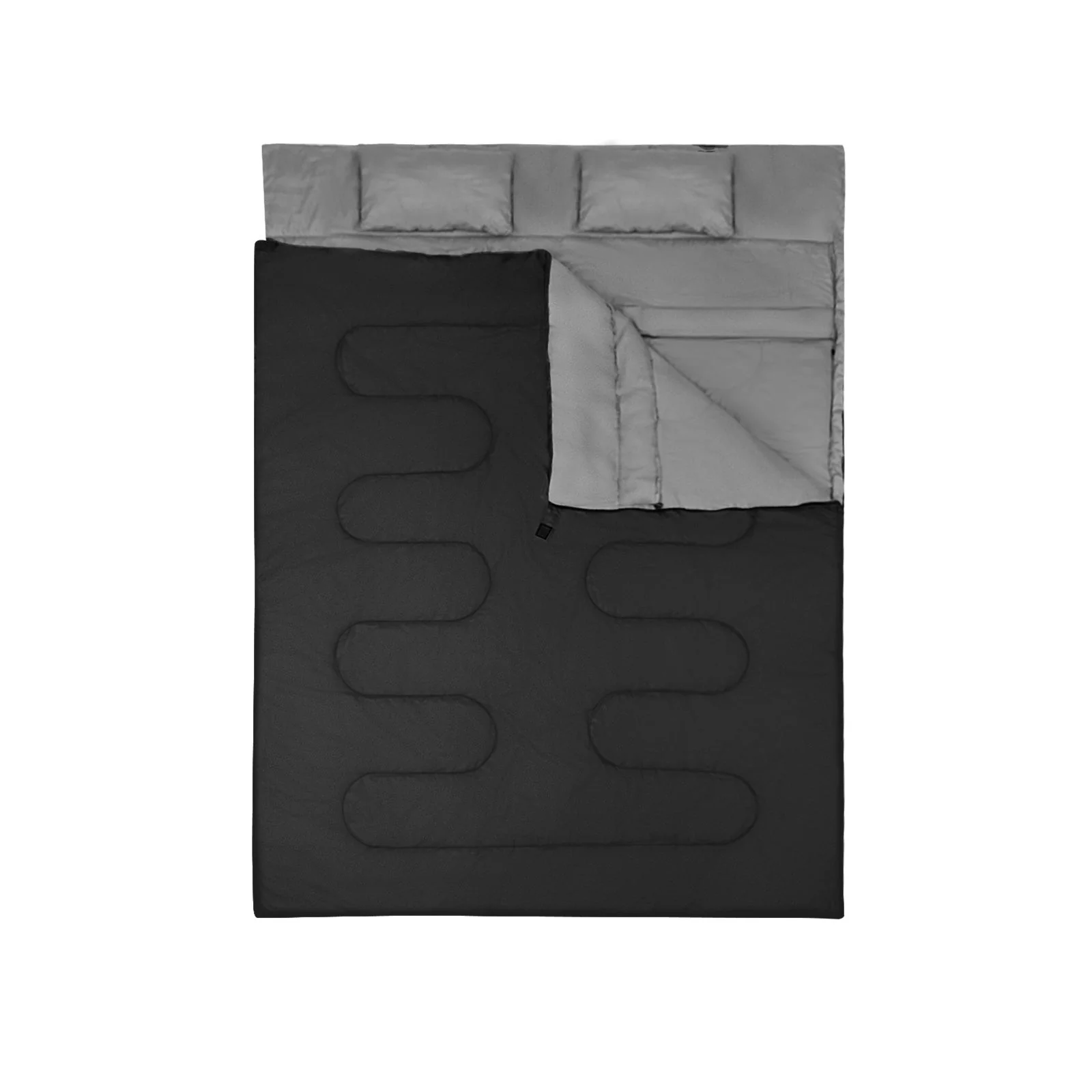 2 Person Waterproof Sleeping Bag with 2 Pillows-Black - Image 3