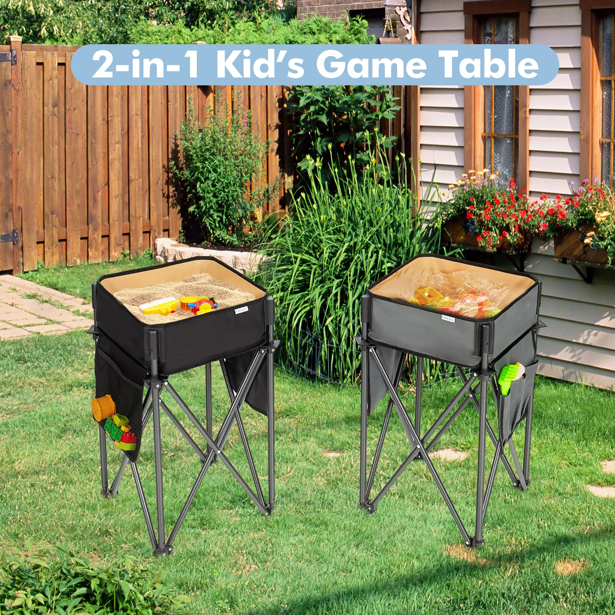 2 Pieces Folding Camping Tables with Large Capacity Storage Sink for Picnic - Image 10