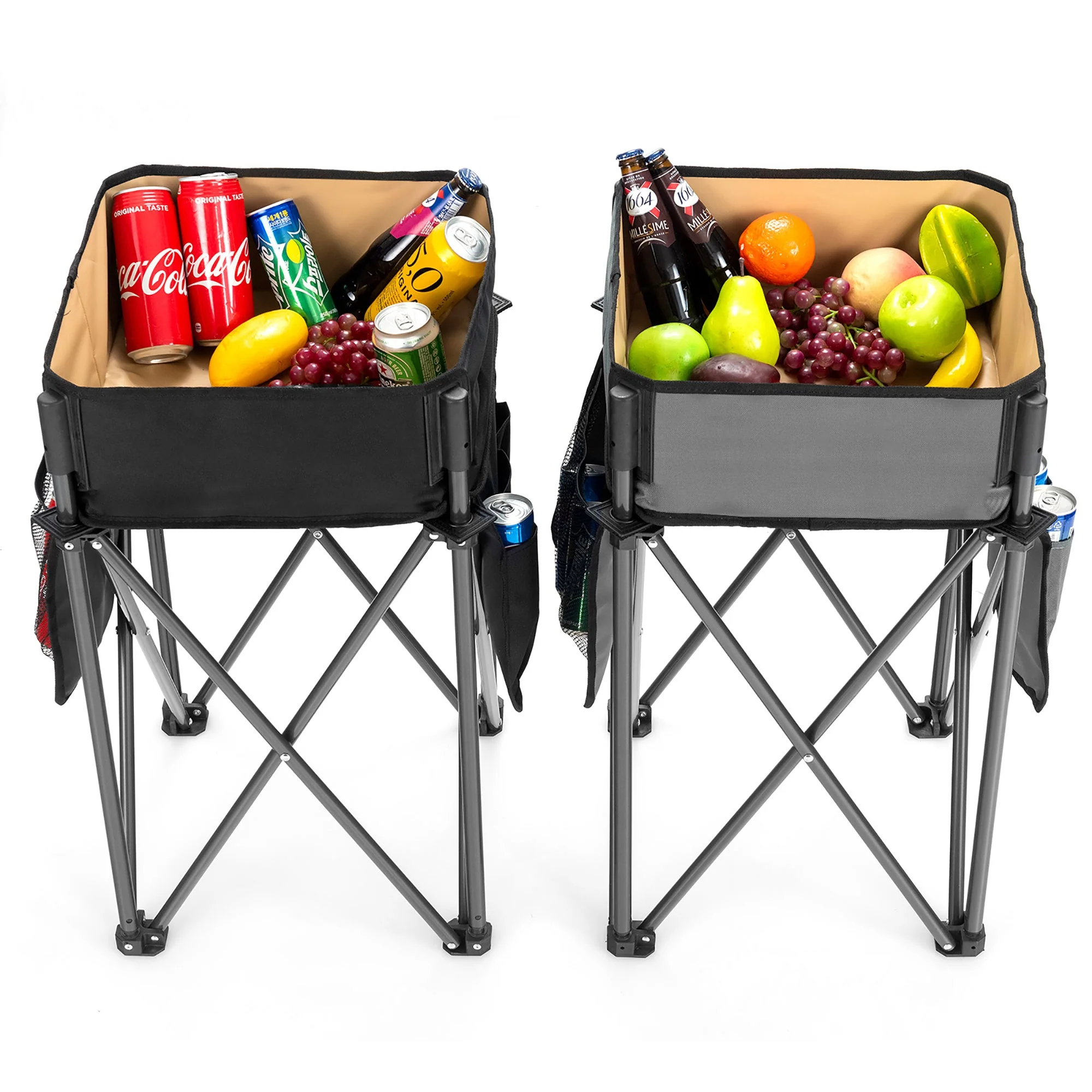 2 Pieces Folding Camping Tables with Large Capacity Storage Sink for Picnic - Image 14