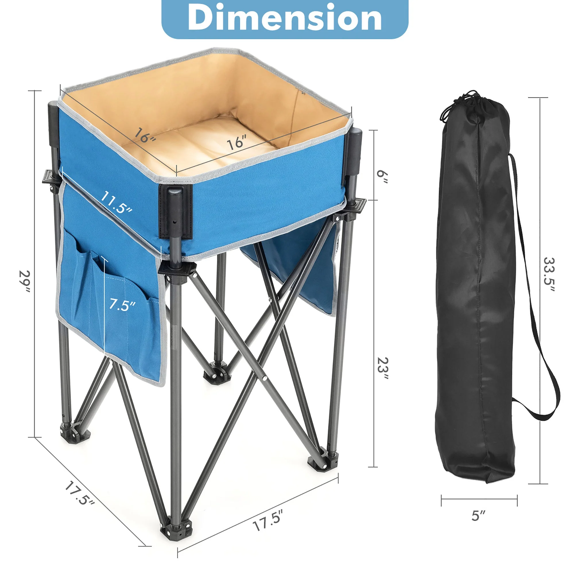 2 Pieces Folding Camping Tables with Large Capacity Storage Sink for Picnic - Image 4