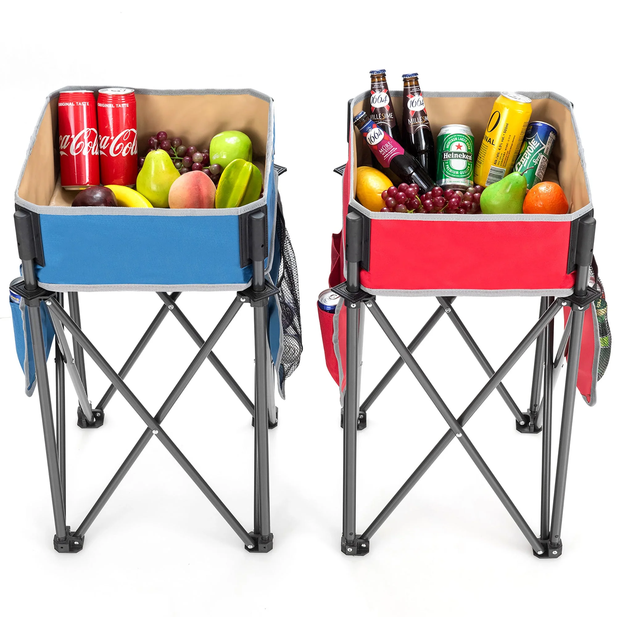 2 Pieces Folding Camping Tables with Large Capacity Storage Sink for Picnic - Image 6