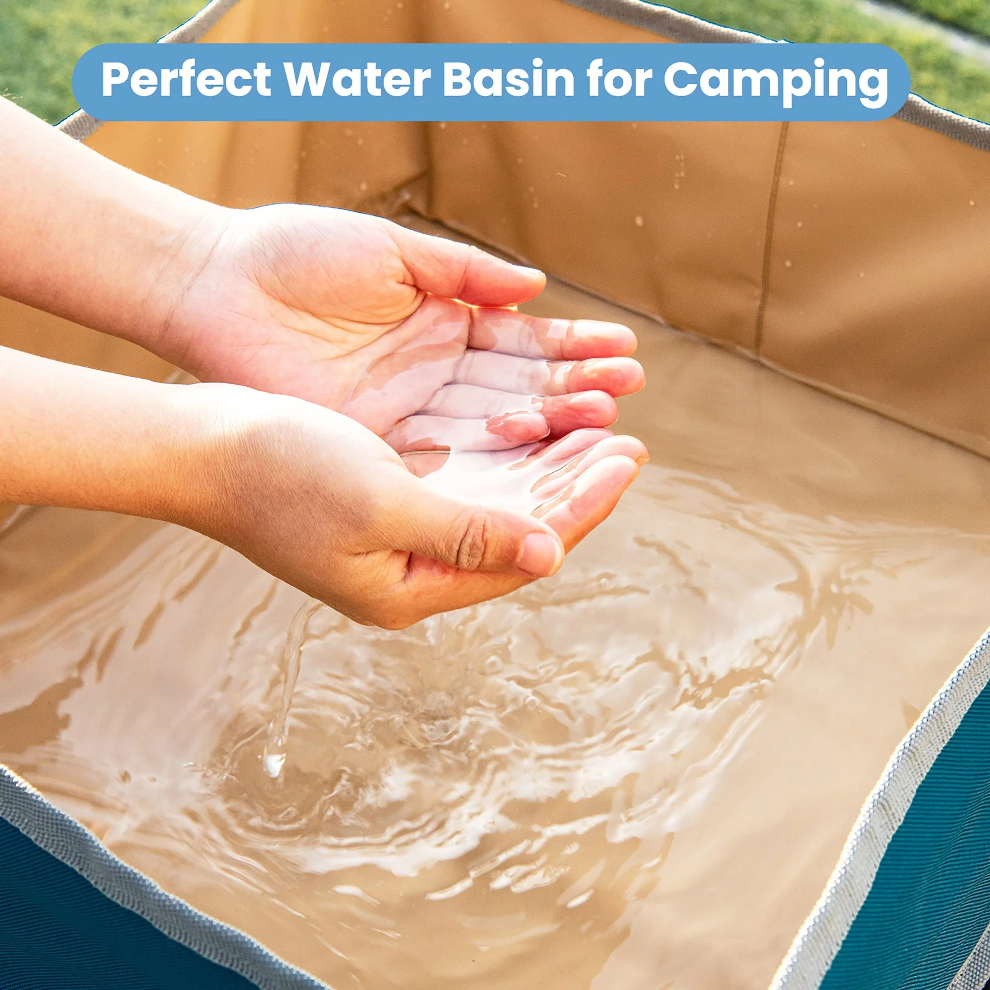 2 Pieces Folding Camping Tables with Large Capacity Storage Sink for Picnic - Image 8