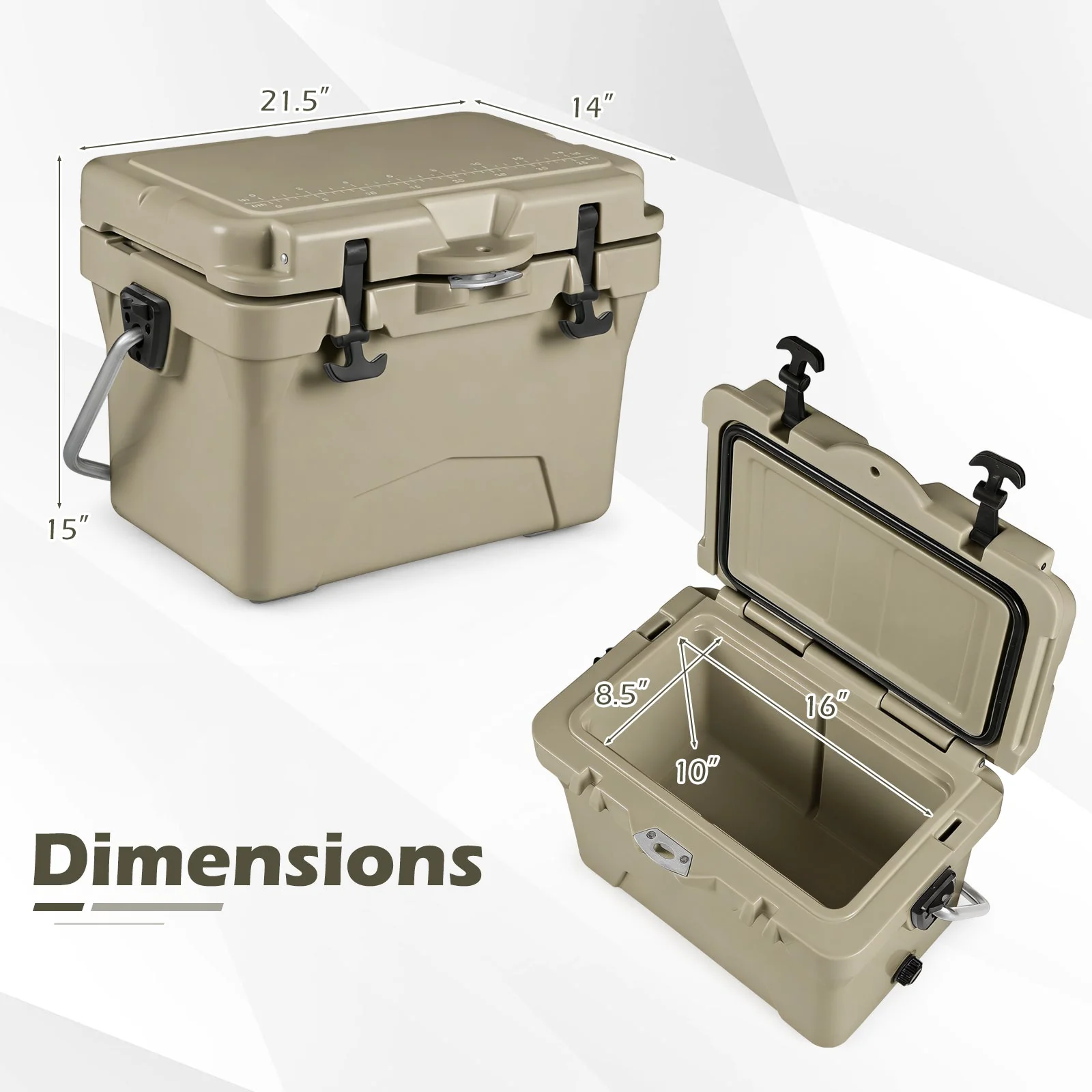 20 Quart Portable Hard Cooler with Built-in Ruler and Bottle - Image 20