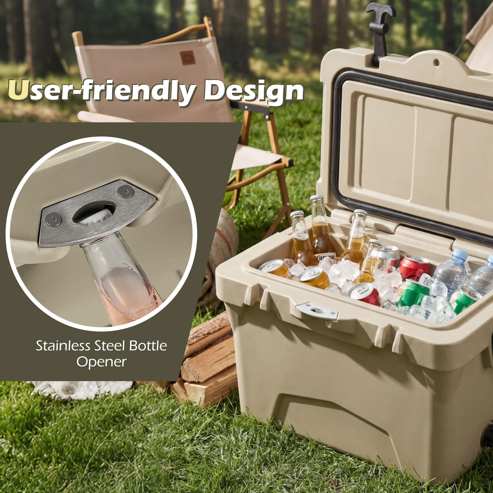 20 Quart Portable Hard Cooler with Built-in Ruler and Bottle - Image 22