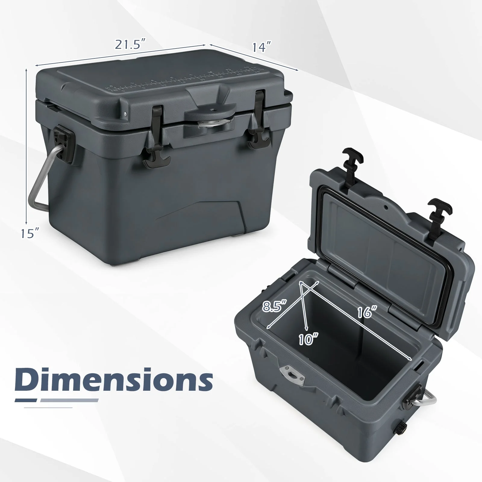 20 Quart Portable Hard Cooler with Built-in Ruler and Bottle - Image 4