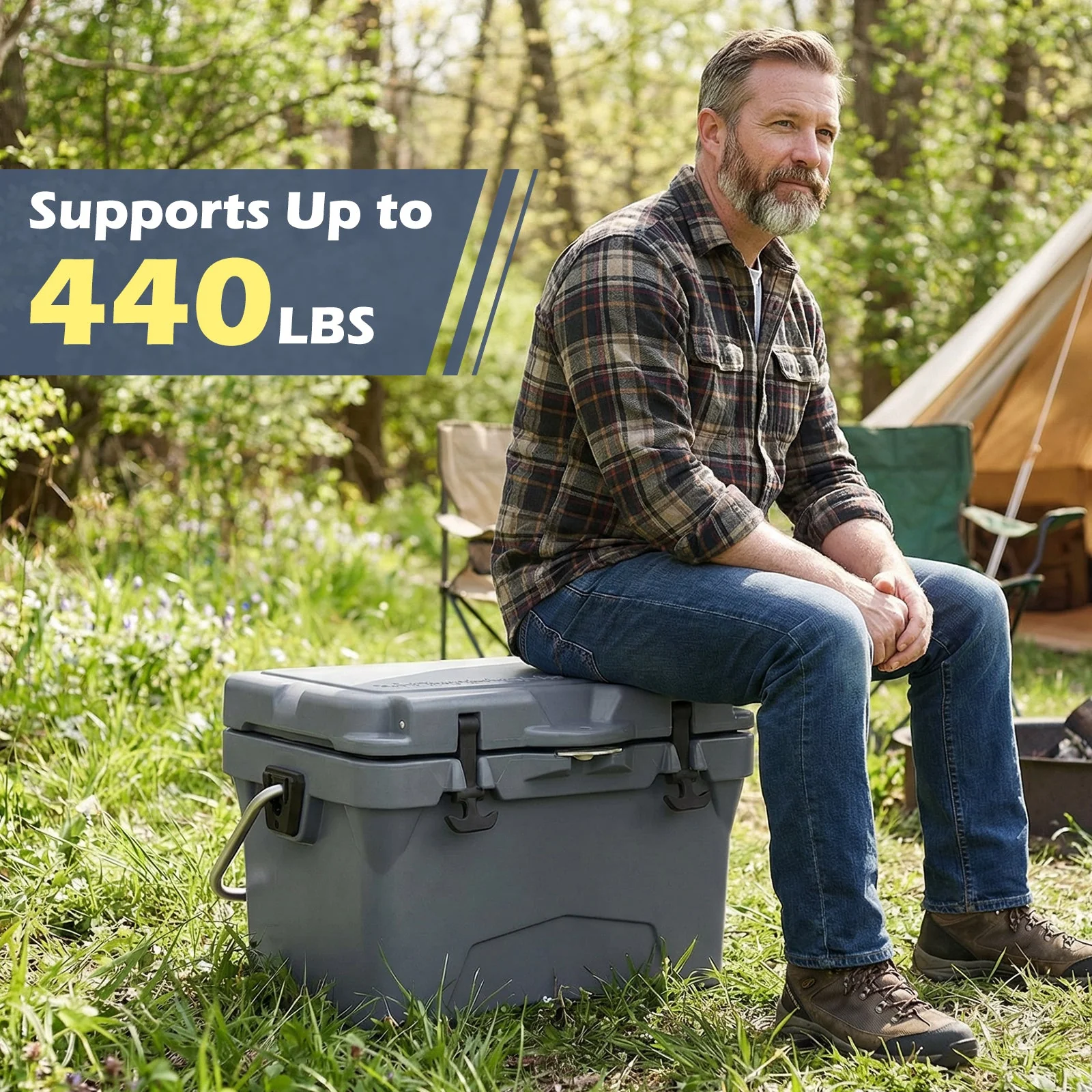 20 Quart Portable Hard Cooler with Built-in Ruler and Bottle - Image 5