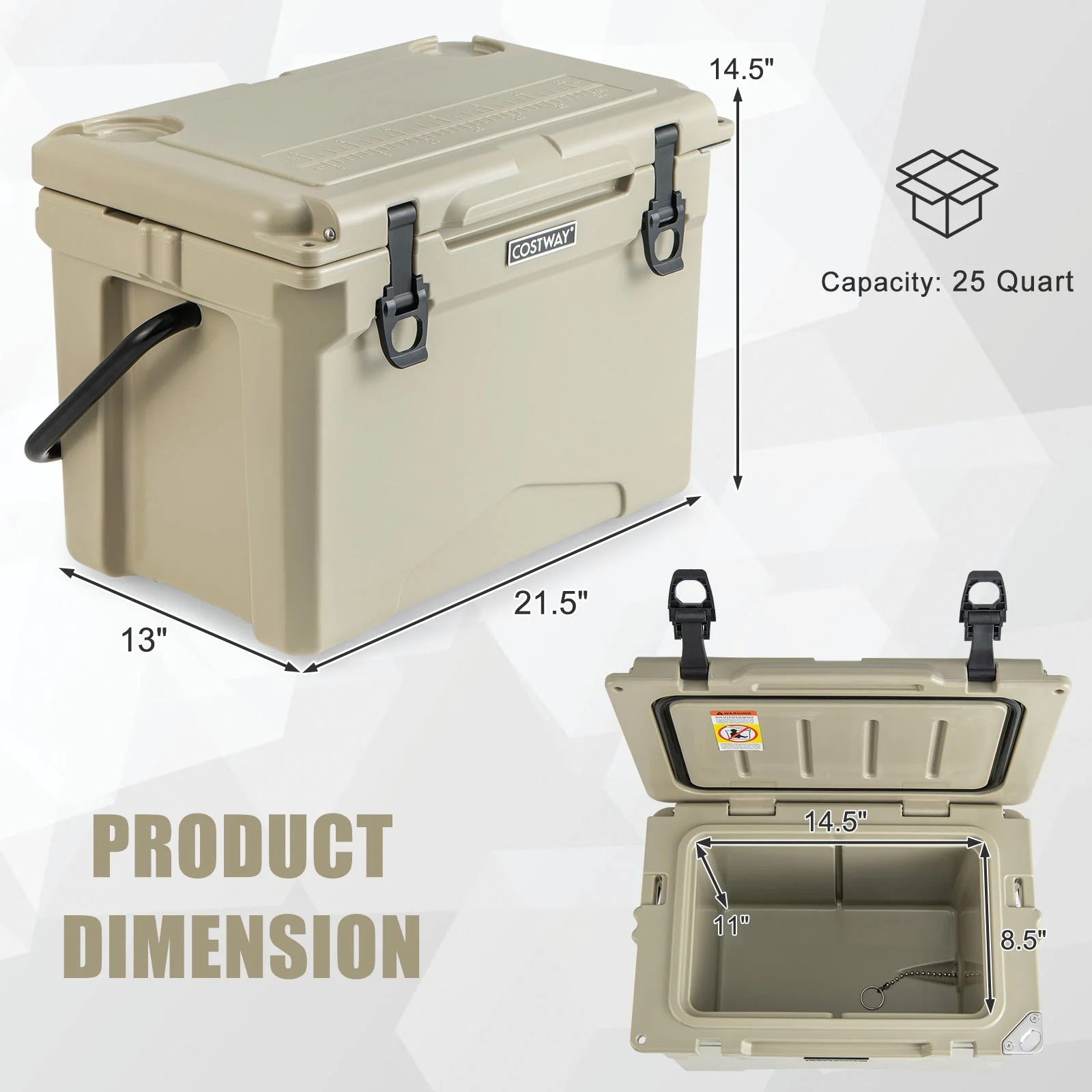 25 QT Hard Cooler with Aluminum Handle and Integrated Cup Holders - Image 13