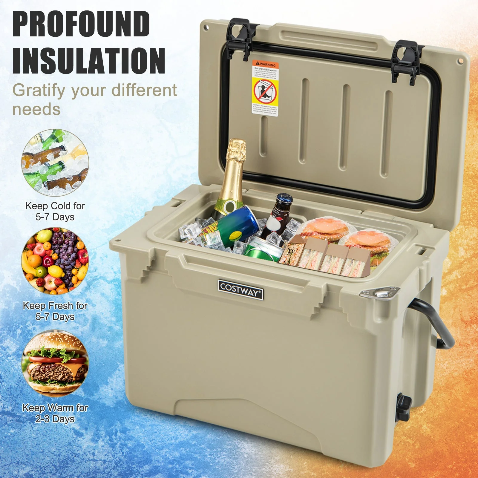 25 QT Hard Cooler with Aluminum Handle and Integrated Cup Holders - Image 15