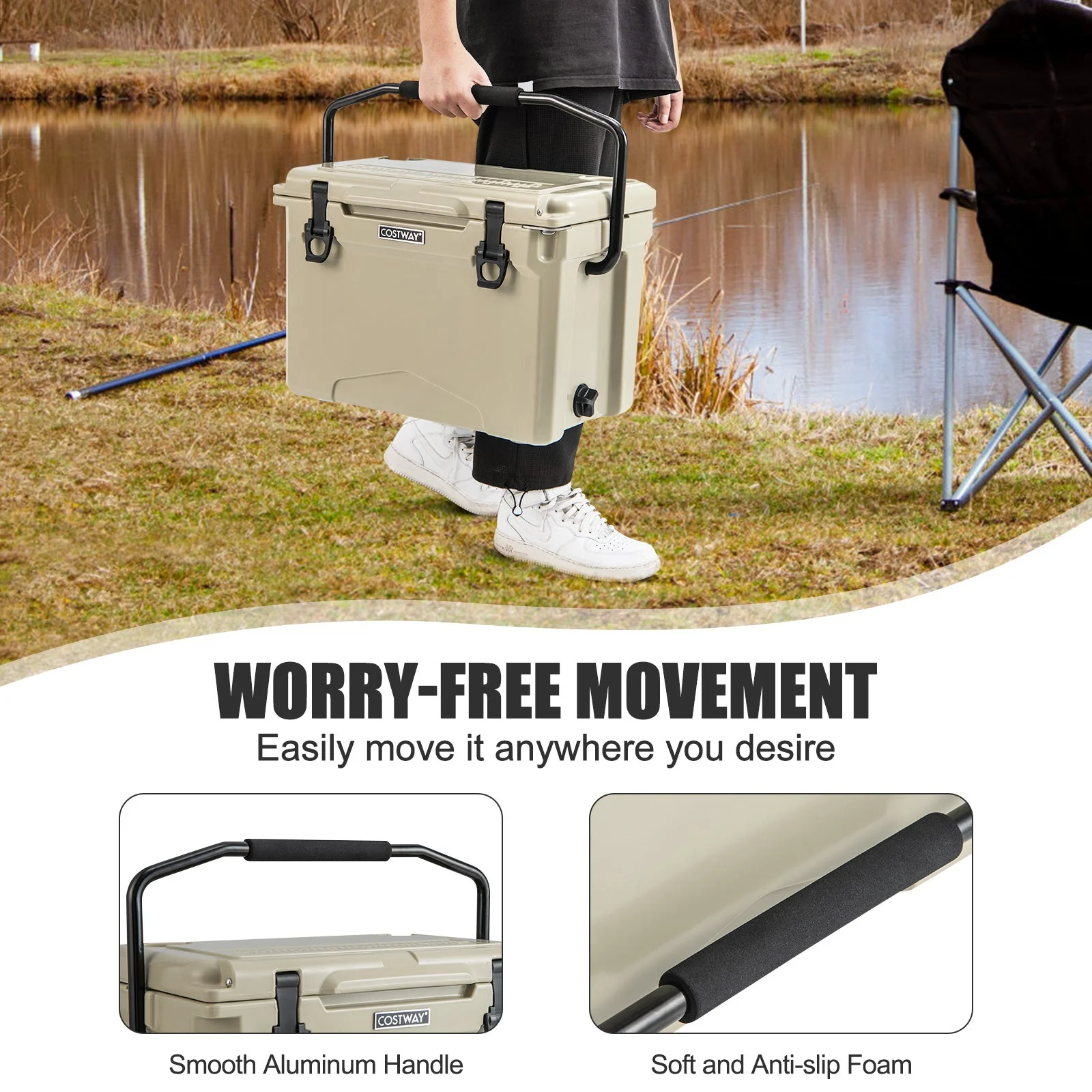 25 QT Hard Cooler with Aluminum Handle and Integrated Cup Holders - Image 16
