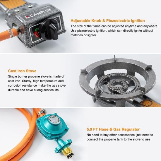29,000 BTU Single Burner Propane Stove with Regulator and 5.9ft Hose - Image 8
