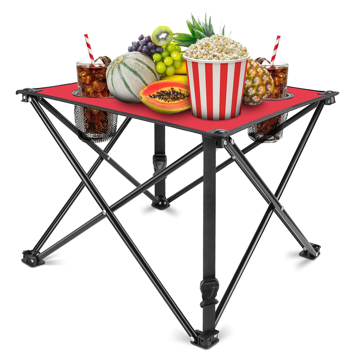 2Pcs Foldable Camping Table Portable Picnic Table Lightweight Travel Desk with 2 Cup Holders/Table Carrying Bag - Image 17