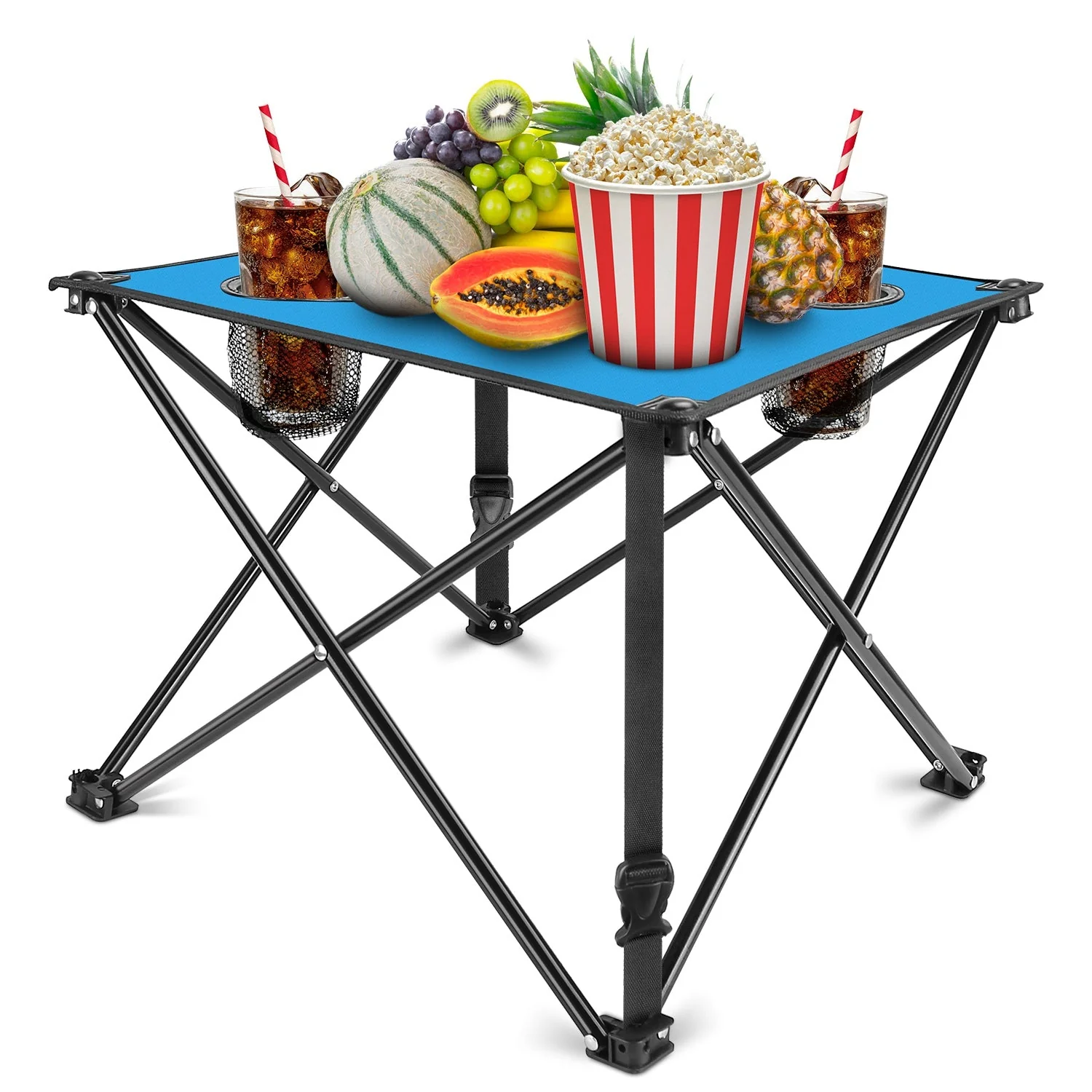 2Pcs Foldable Camping Table Portable Picnic Table Lightweight Travel Desk with 2 Cup Holders/Table Carrying Bag - Image 25