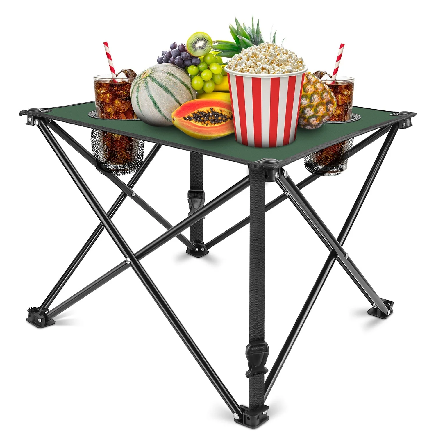 2Pcs Foldable Camping Table Portable Picnic Table Lightweight Travel Desk with 2 Cup Holders/Table Carrying Bag - Image 49