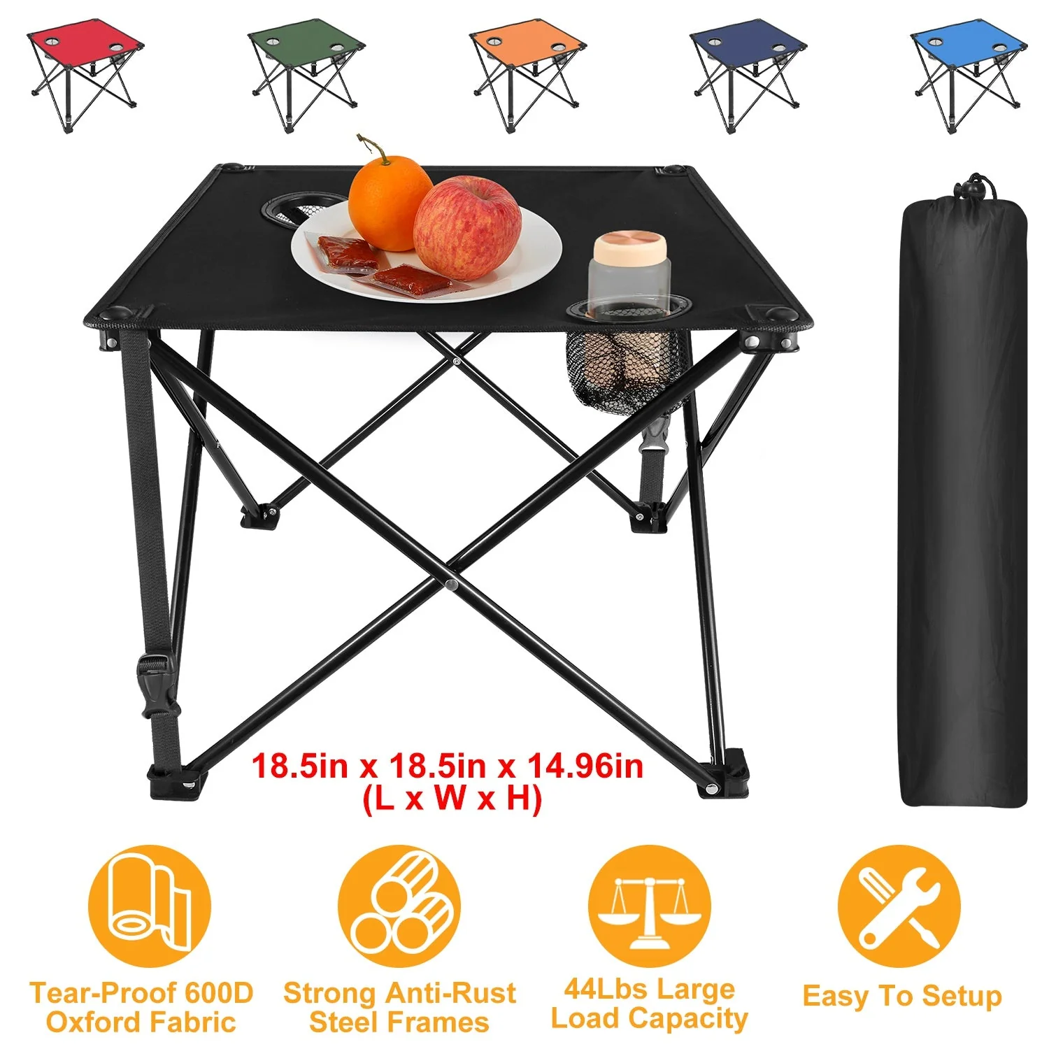 2Pcs Foldable Camping Table Portable Picnic Table Lightweight Travel Desk with 2 Cup Holders/Table Carrying Bag - Image 52