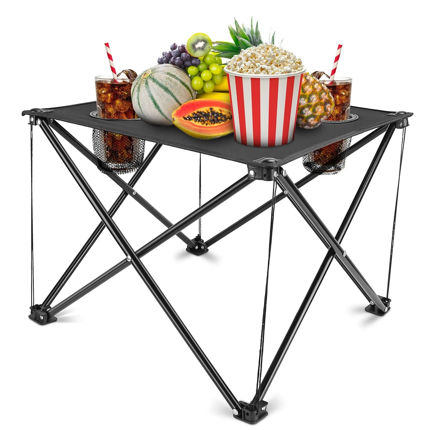 2Pcs Foldable Camping Table Portable Picnic Table Lightweight Travel Desk with 2 Cup Holders/Table Carrying Bag - Image 57
