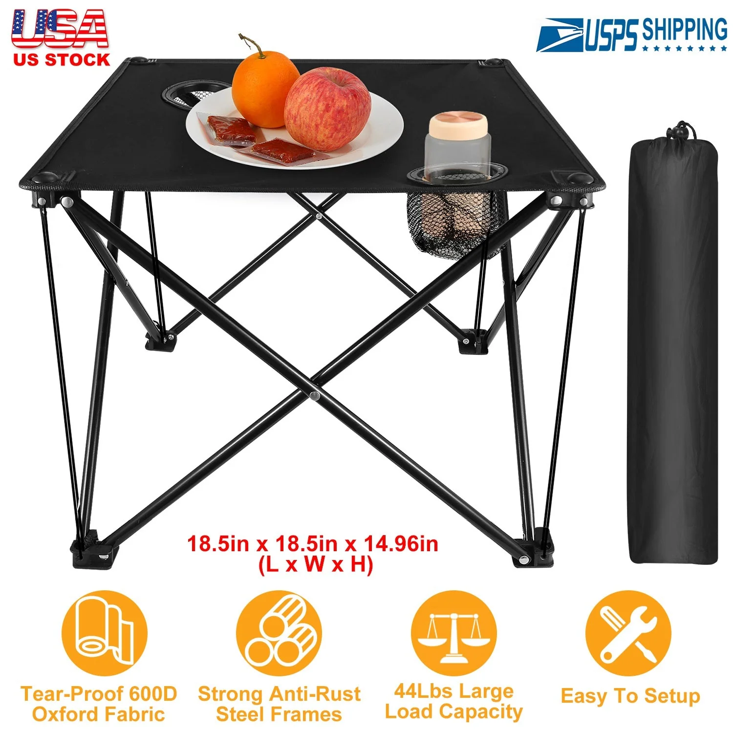 2Pcs Foldable Camping Table Portable Picnic Table Lightweight Travel Desk with 2 Cup Holders/Table Carrying Bag - Image 59