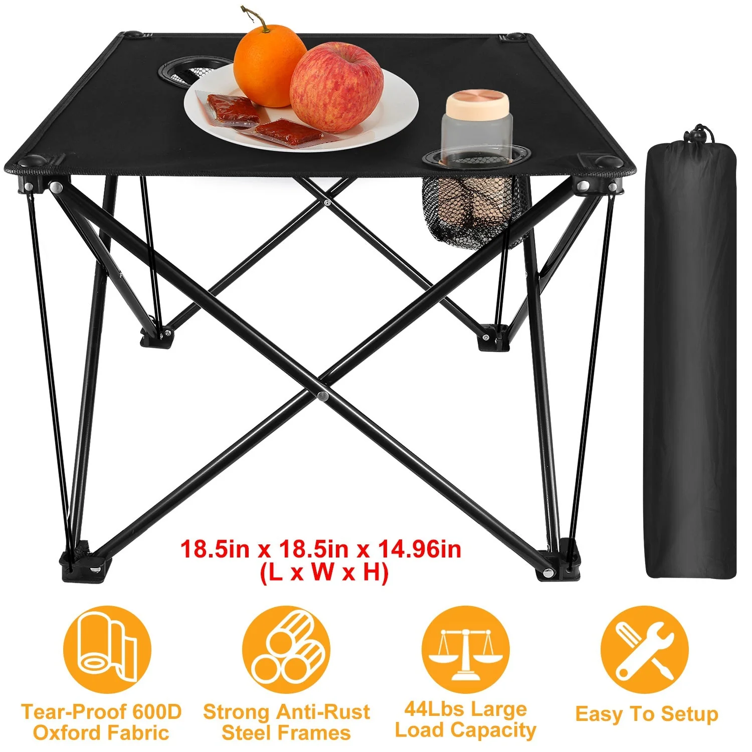 2Pcs Foldable Camping Table Portable Picnic Table Lightweight Travel Desk with 2 Cup Holders/Table Carrying Bag - Image 63