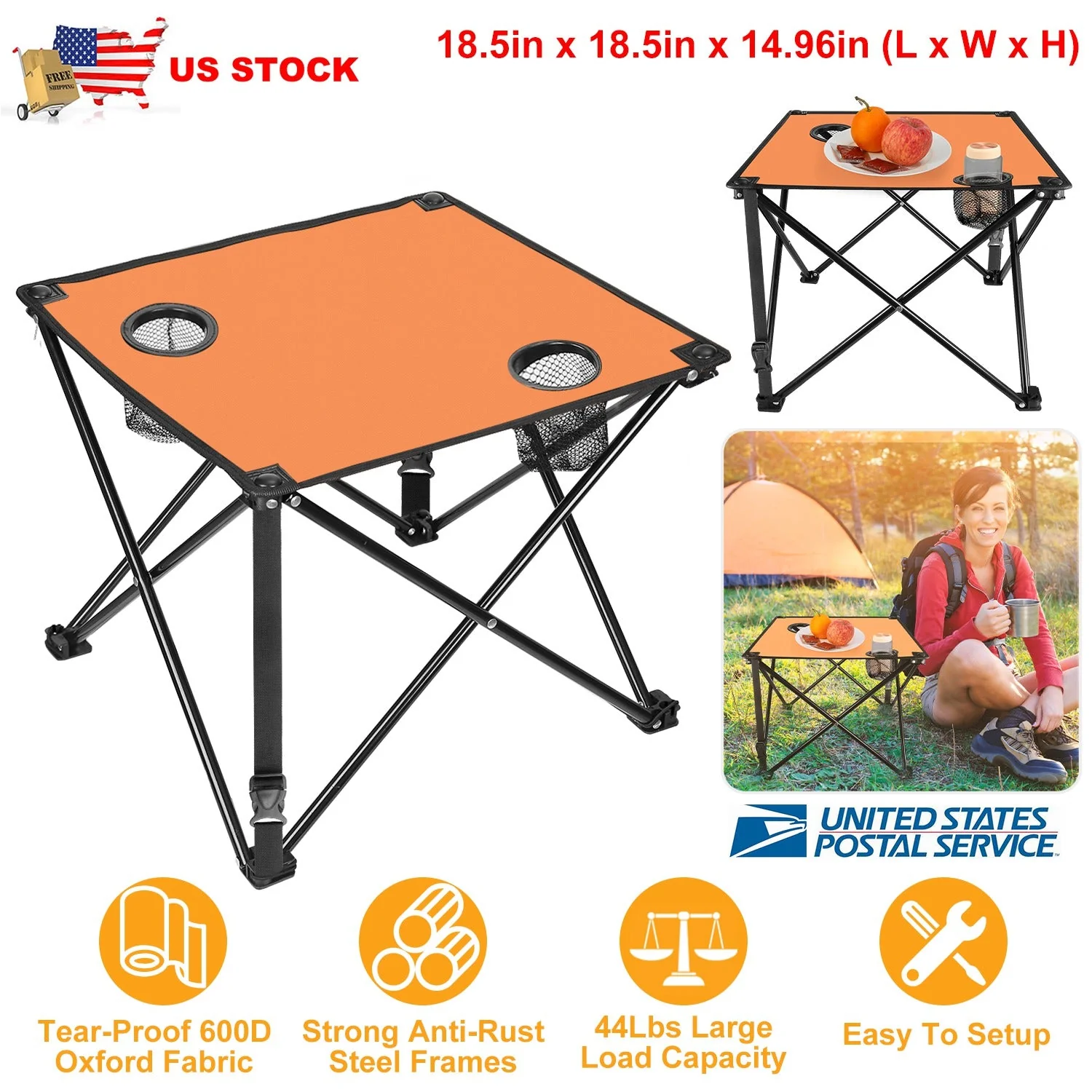 2Pcs Foldable Camping Table Portable Picnic Table Lightweight Travel Desk with 2 Cup Holders/Table Carrying Bag - Image 66