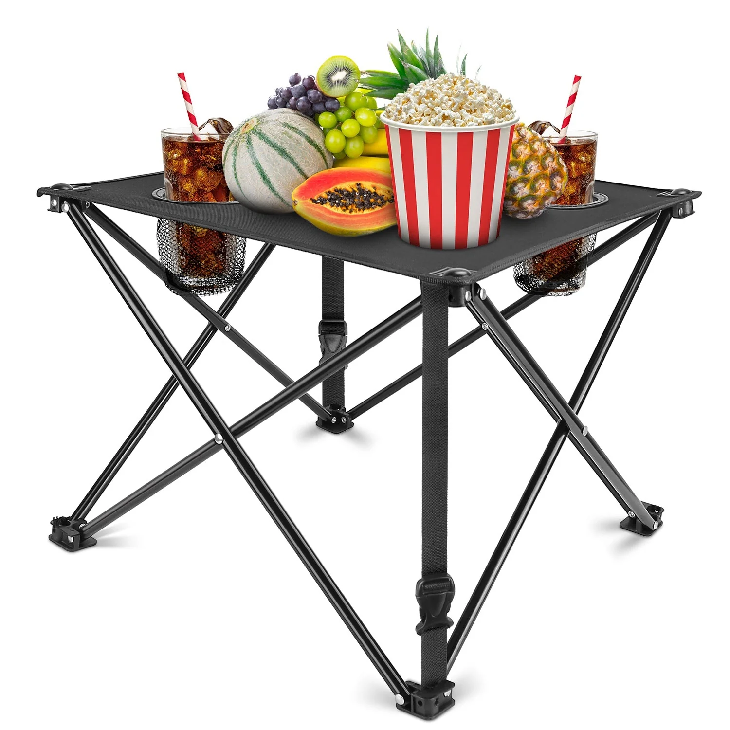 2Pcs Foldable Camping Table Portable Picnic Table Lightweight Travel Desk with 2 Cup Holders/Table Carrying Bag - Image 73