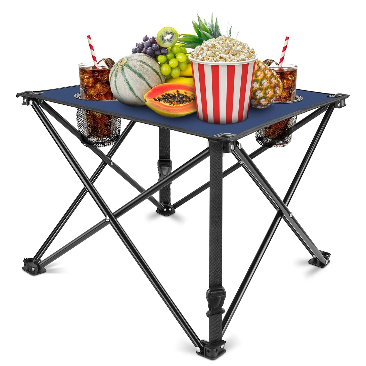 2Pcs Foldable Camping Table Portable Picnic Table Lightweight Travel Desk with 2 Cup Holders/Table Carrying Bag - Image 89
