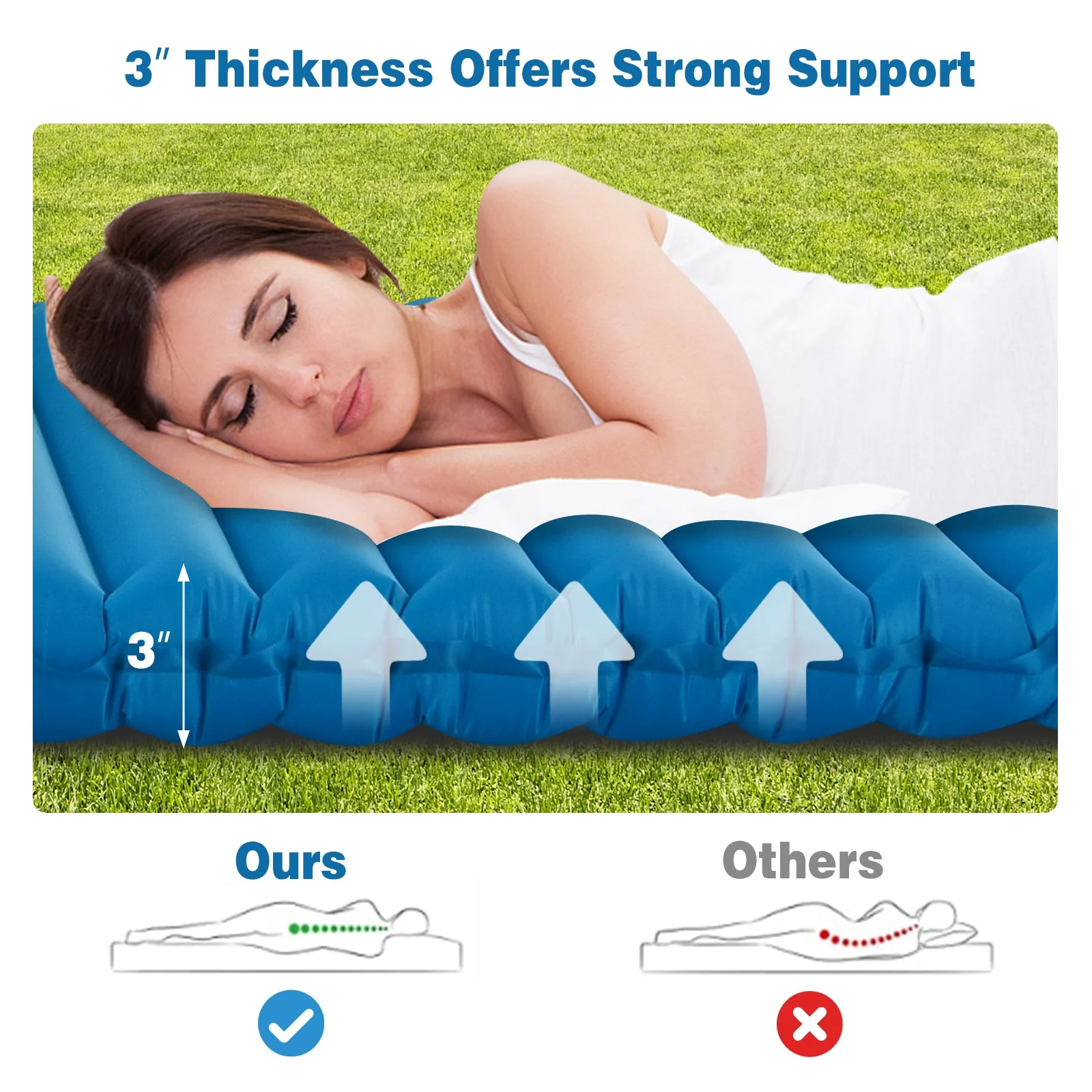 3 Inch Thick Inflatable Waterproof Camping Sleeping Pad - Image 8