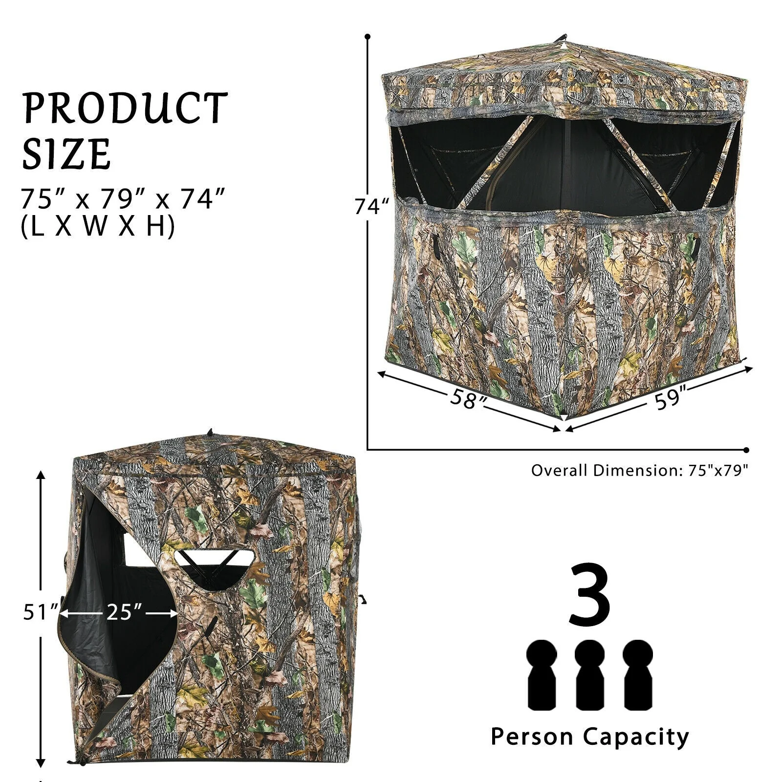 3 Person Portable Surround View Tent with Slide Mesh Window - Image 3