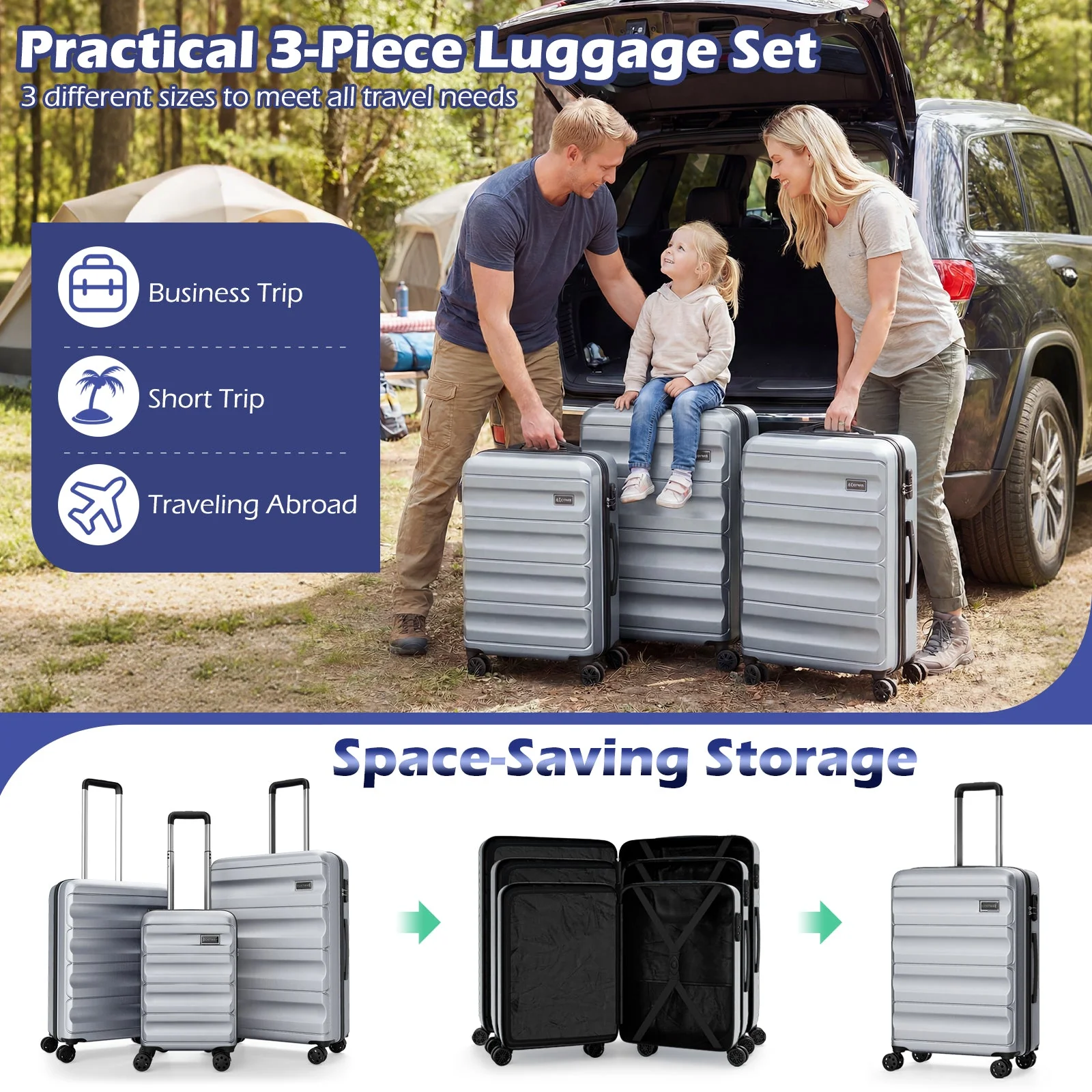 3-Piece Hardside Luggage Set 20/24/28 Inch Lightweight Hardside Suitcases - Image 14