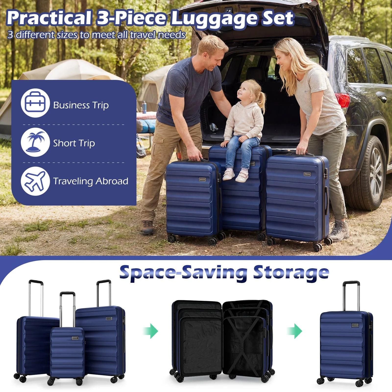 3-Piece Hardside Luggage Set 20/24/28 Inch Lightweight Hardside Suitcases - Image 22