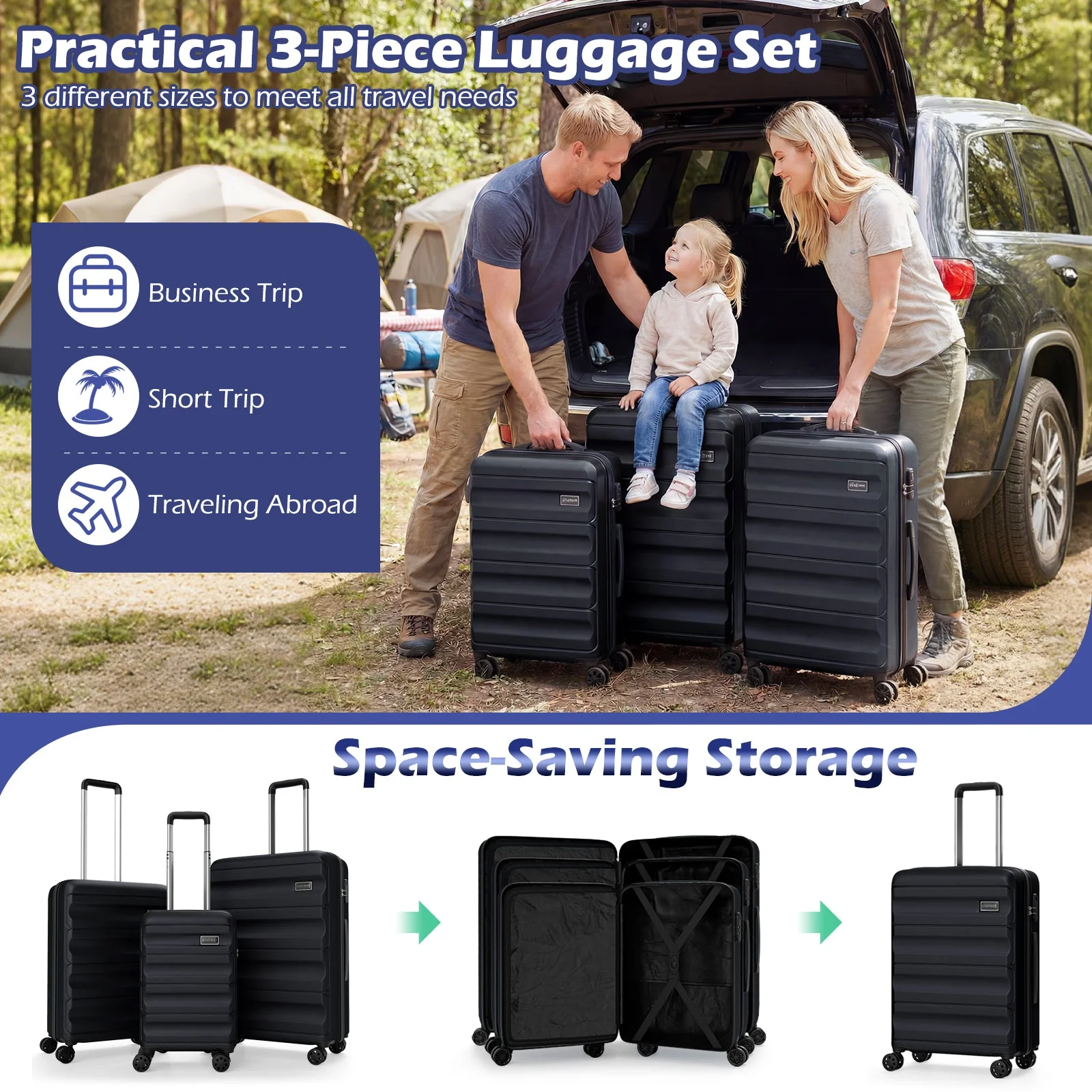3-Piece Hardside Luggage Set 20/24/28 Inch Lightweight Hardside Suitcases - Image 6