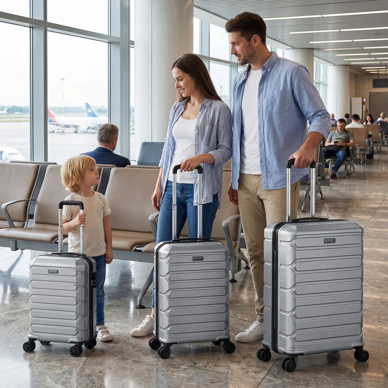 3-Piece Hardside Luggage Set Lightweight Hardside Suitcases with 8-Spinner Wheels - Image 17